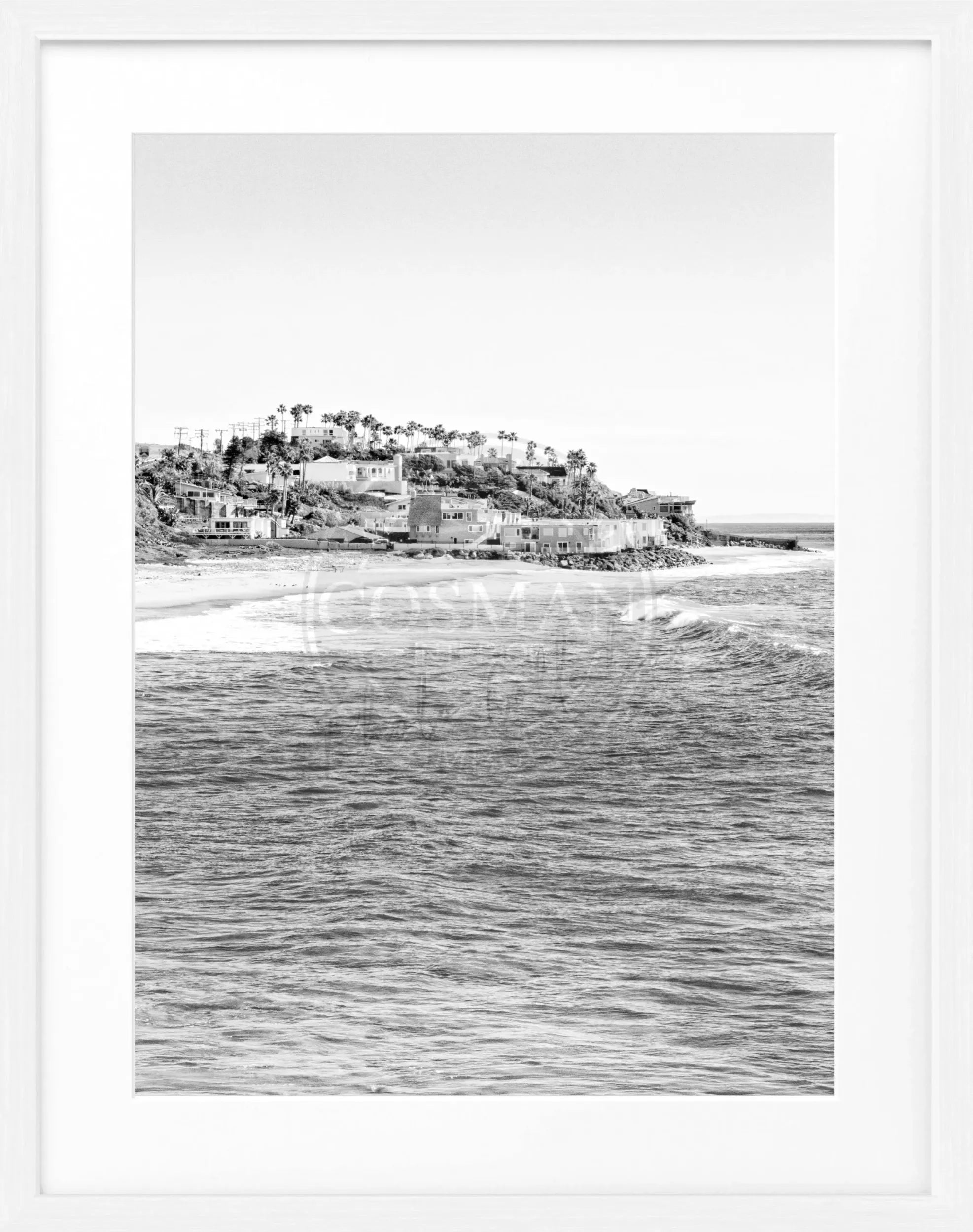 Schwarz-weißes Poster mit Rahmen, Kalifornien Malibu Motiv, 25x31 cm, von Cosman-Photocollection