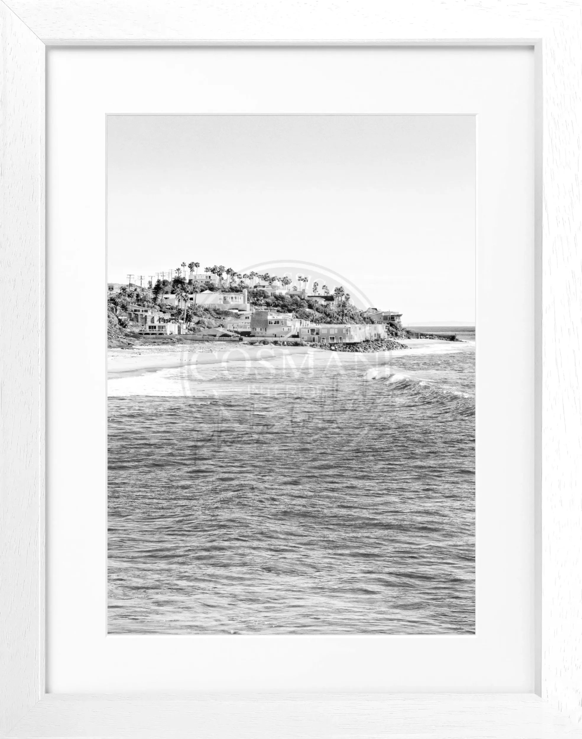 Schwarz-weiß Poster mit Rahmen, Kalifornien Malibu Motiv, 25x31 cm, von Cosman-Photocollection