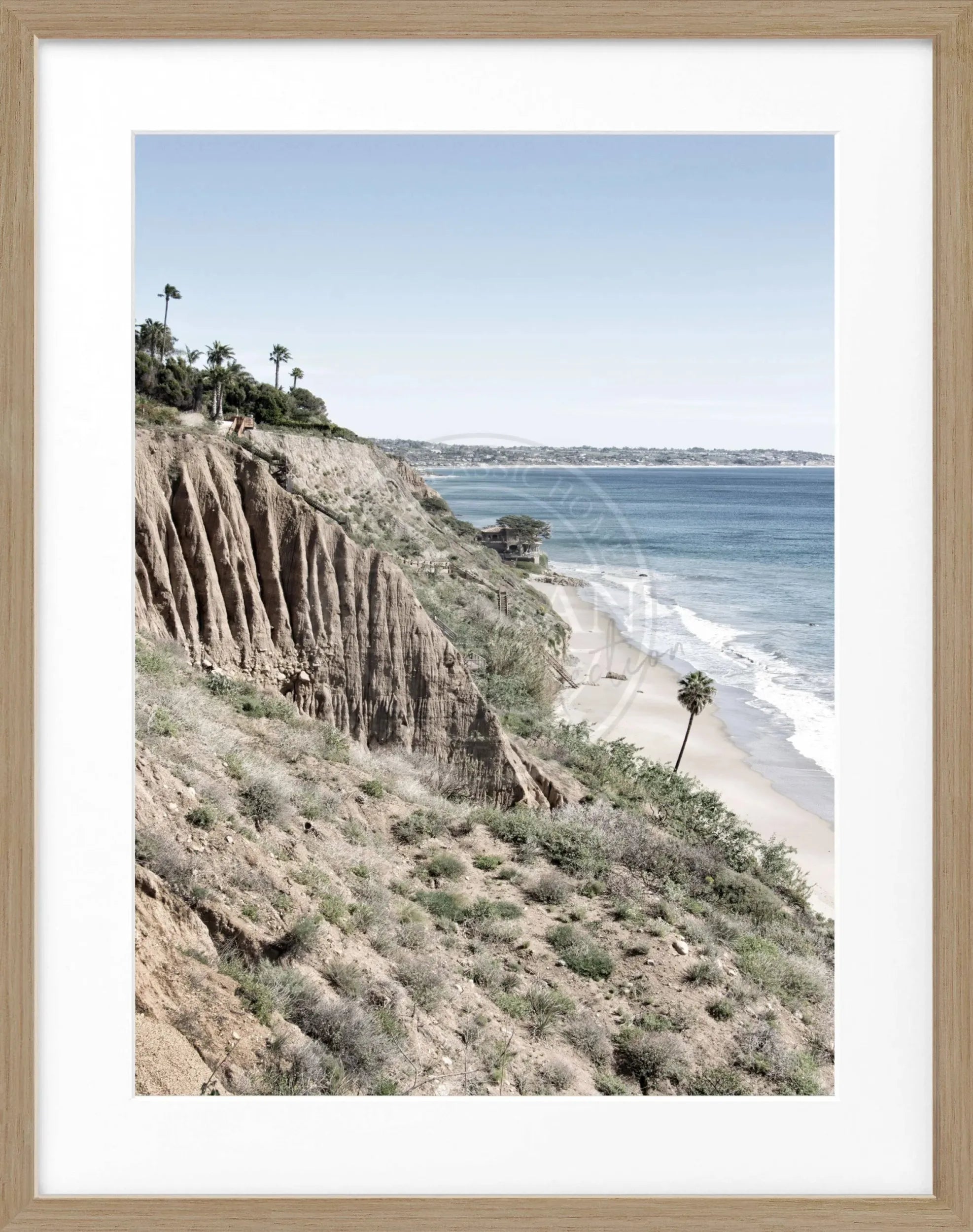 Schwarz-weiß Poster mit Rahmen, Kalifornien Malibu Motiv, von Cosman-Photocollection, 25x31 cm, Wanddekoration
