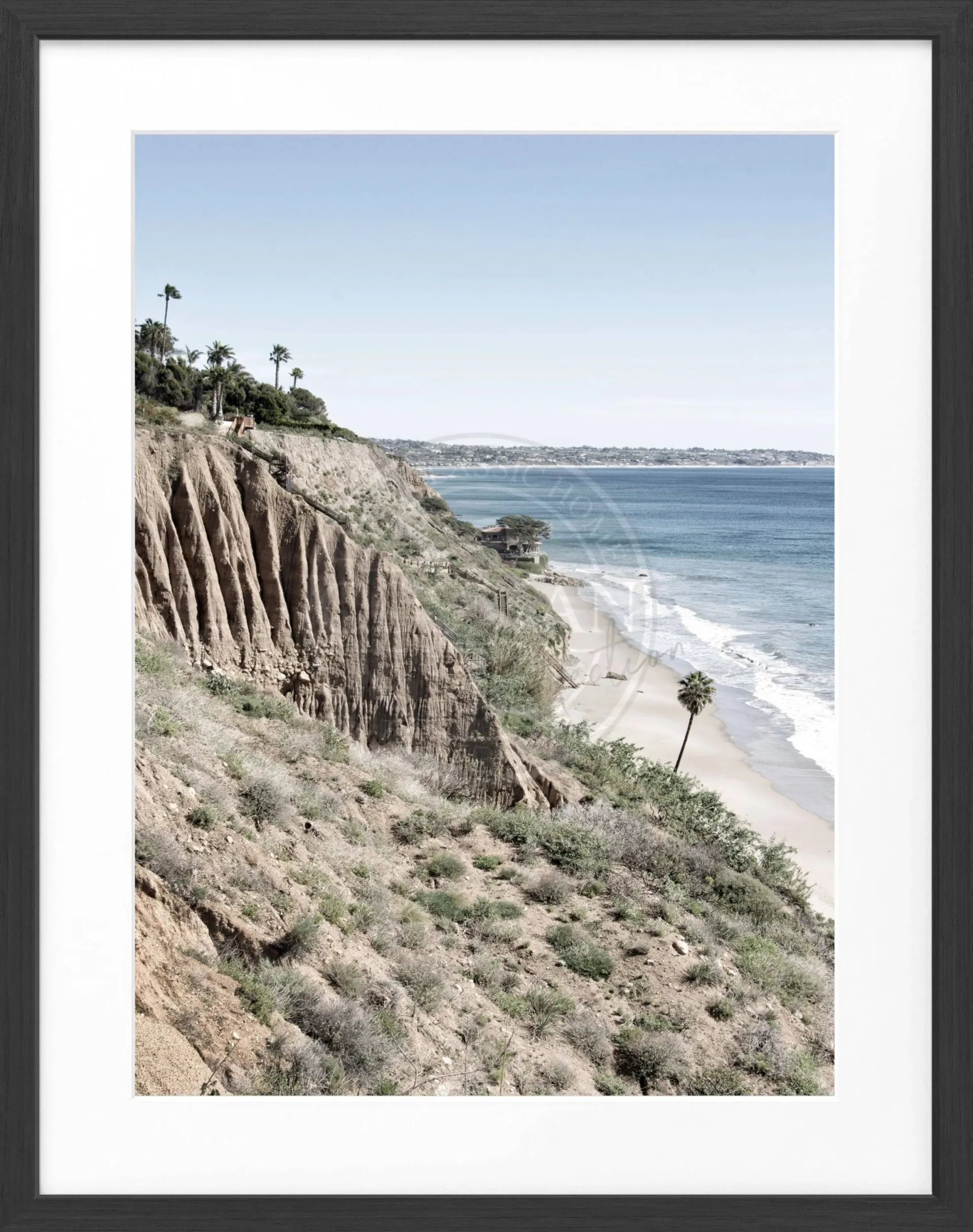 Schwarz-weiß Poster mit Rahmen von Cosman-Photocollection, zeigt Malibu-Kalifornien, 25x31 cm, stilvolle Wanddekoration