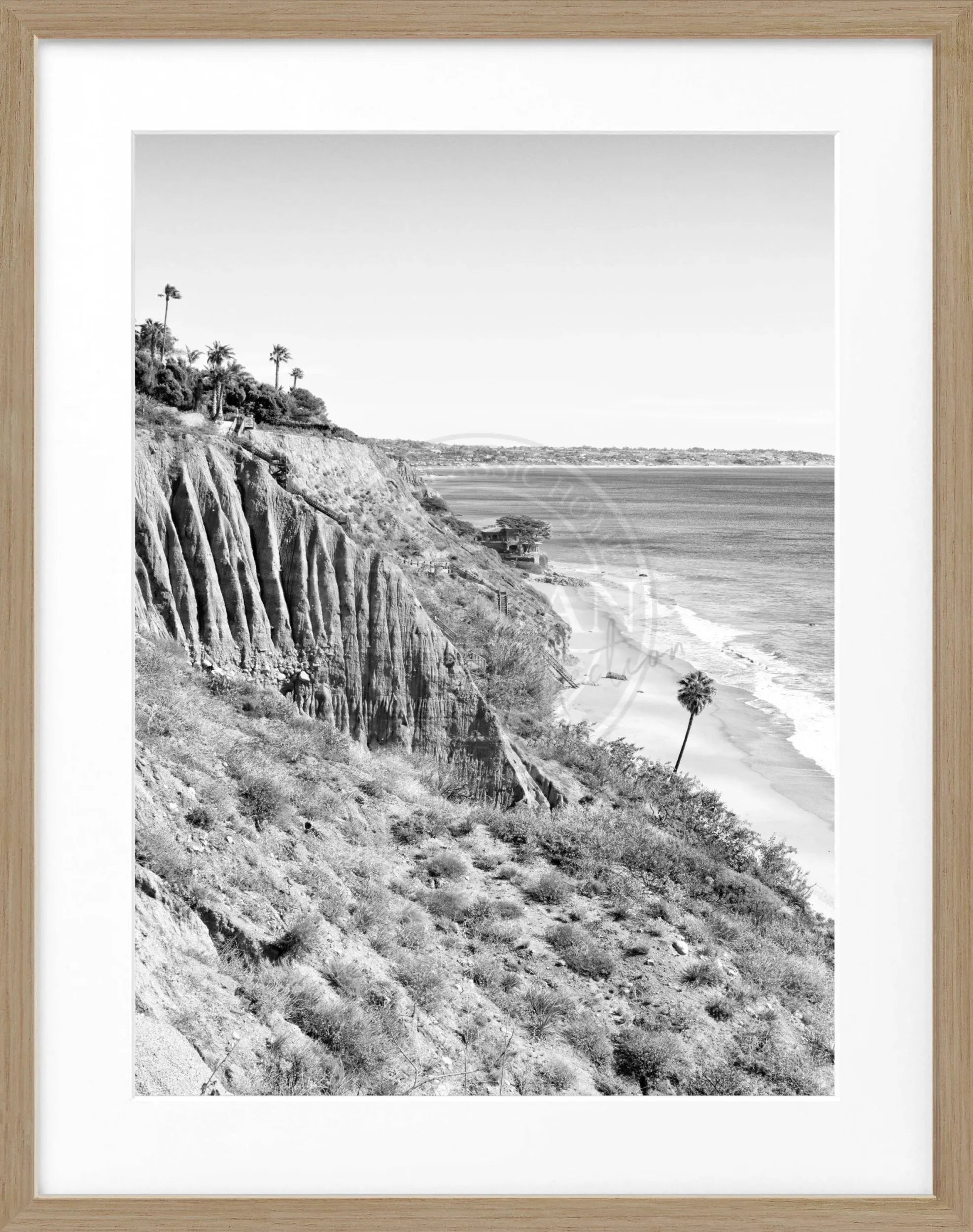 Schwarz-weiß Poster mit Rahmen, Kalifornien Malibu Motiv, von Cosman-Photocollection, 25x31 cm, Wanddekoration