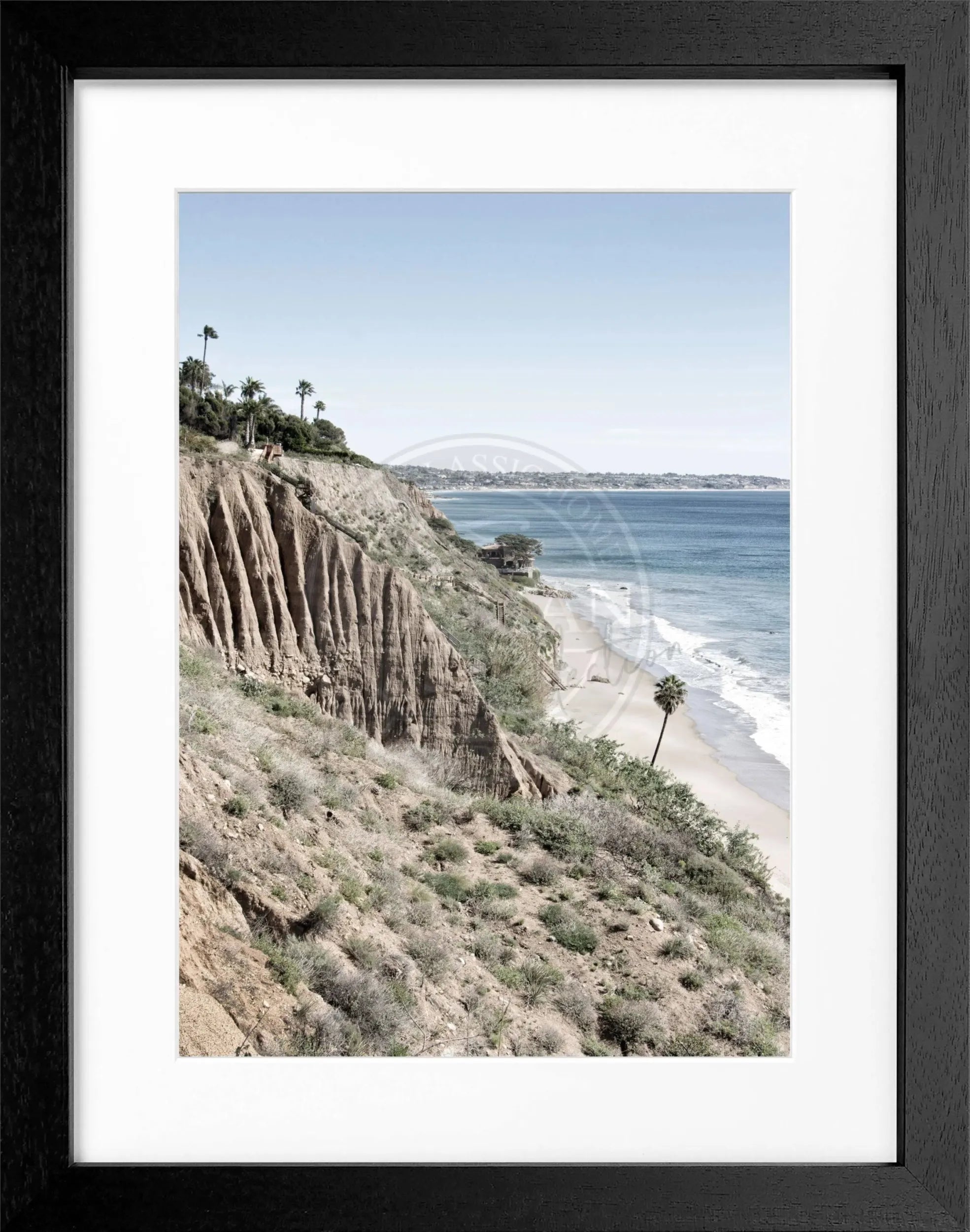 Schwarz-weiß Poster mit Rahmen von Kalifornien Malibu, 25x31 cm, von Cosman-Photocollection, Wanddekoration