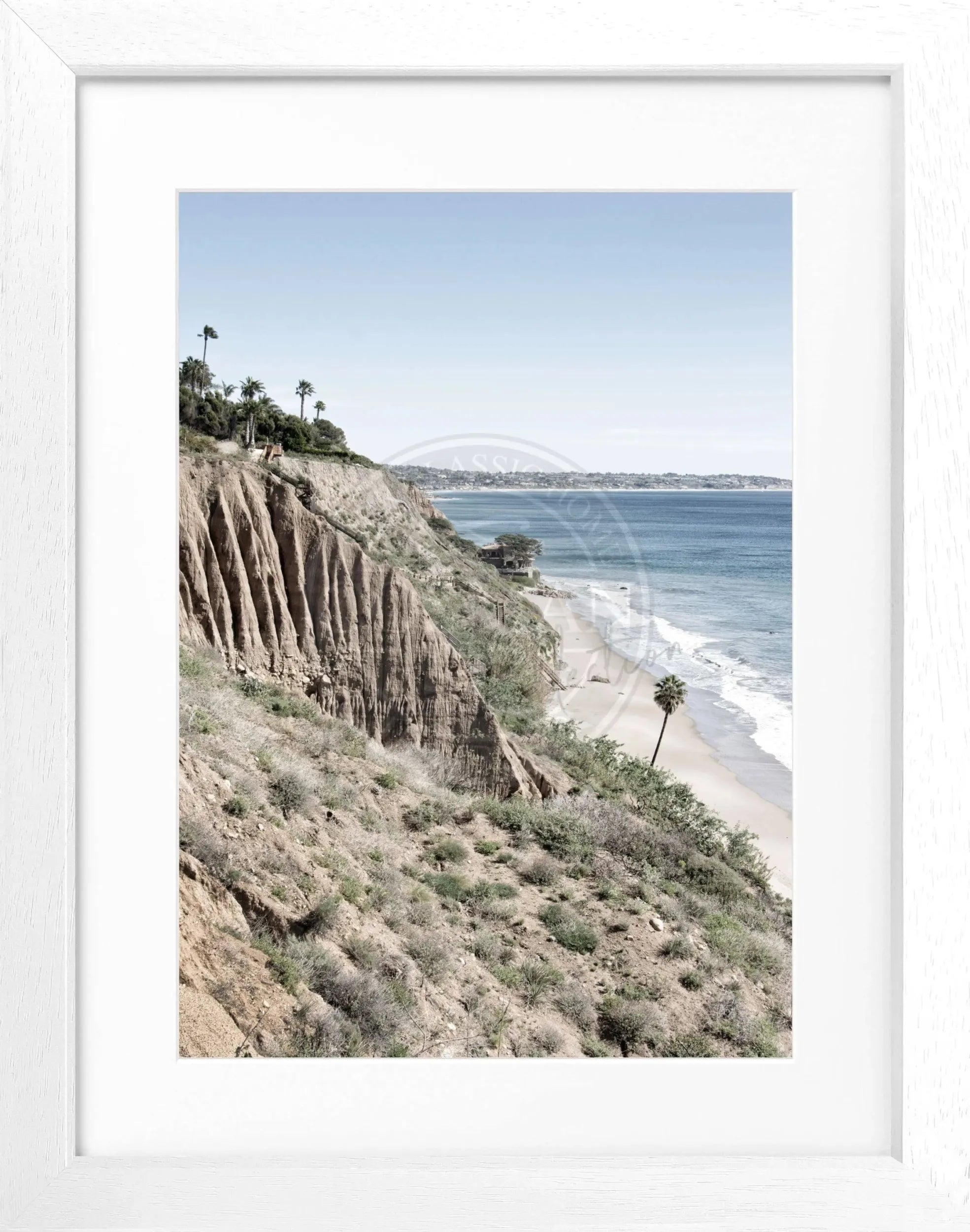 Schwarz-weißes Poster mit Rahmen, Kalifornien Malibu Motiv, 25x31 cm, von Cosman-Photocollection