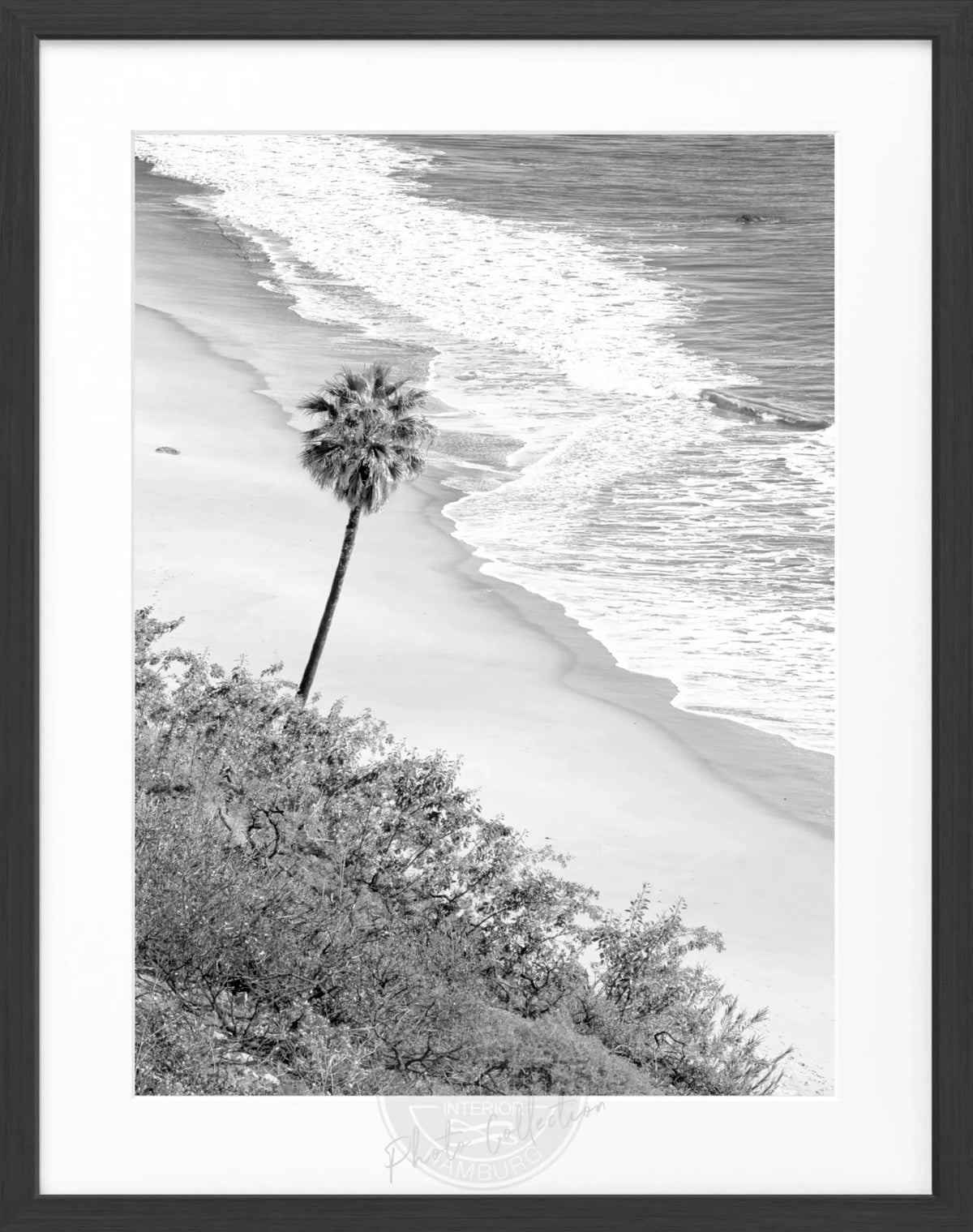 Schwarz-weißes Poster mit Rahmen, Kalifornien Malibu Motiv, 25x31 cm, von Cosman-Photocollection