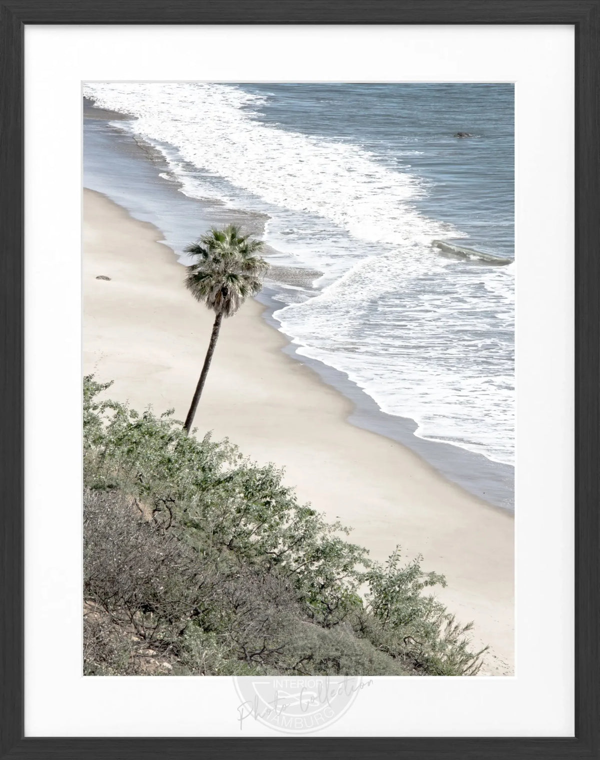 Schwarz-weiß Poster mit schwarzem Rahmen, Kalifornien Malibu Motiv, 25x31 cm, von Cosman-Photocollection