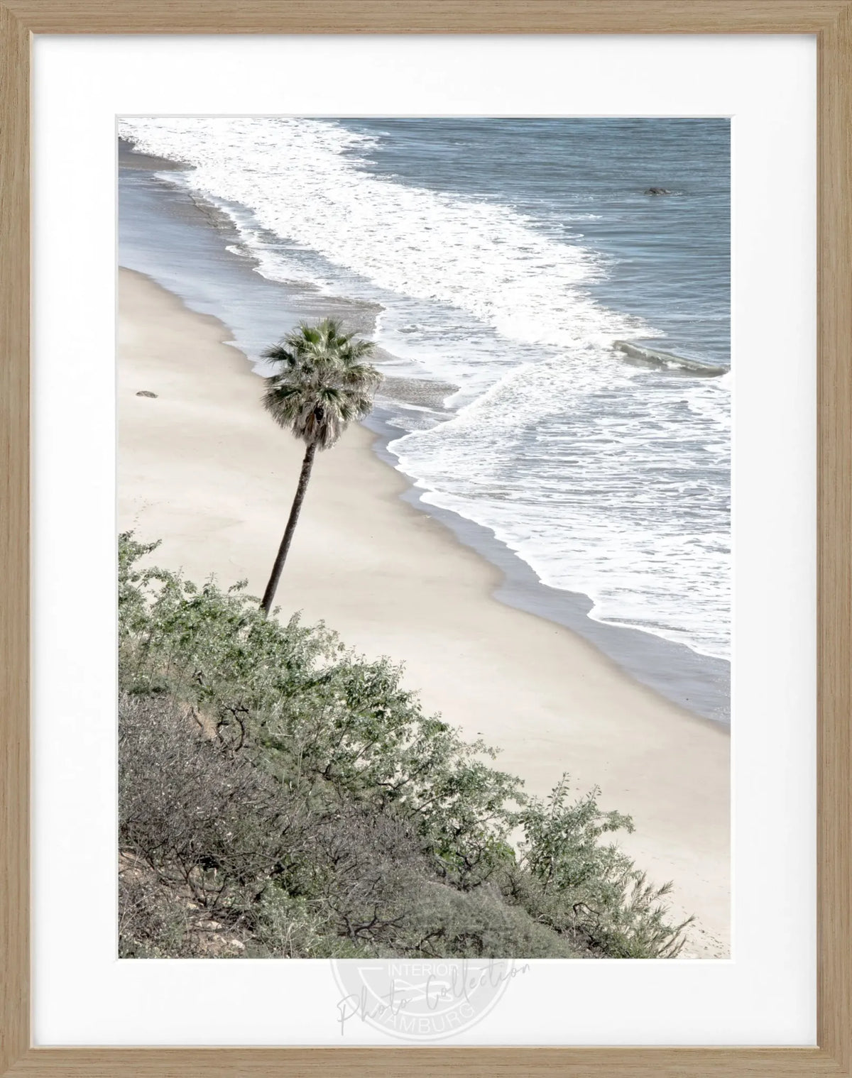 Schwarz-weiß Poster mit Rahmen, Kalifornien Malibu Motiv, von Cosman-Photocollection, 25x31 cm, Wanddekoration
