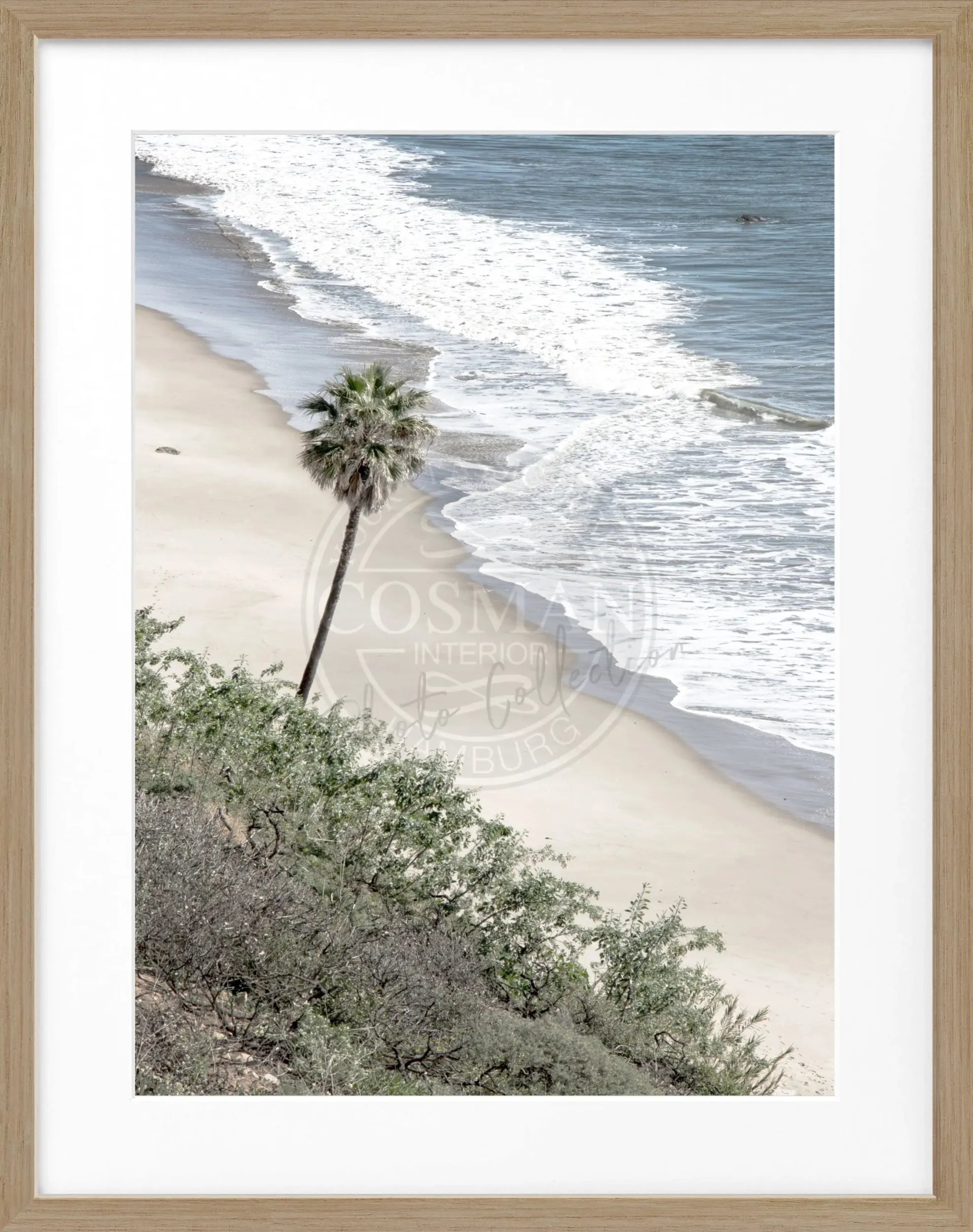 Schwarz-weiß Poster mit Rahmen, Kalifornien Malibu Motiv, von Cosman-Photocollection, 25x31 cm, Wanddekoration