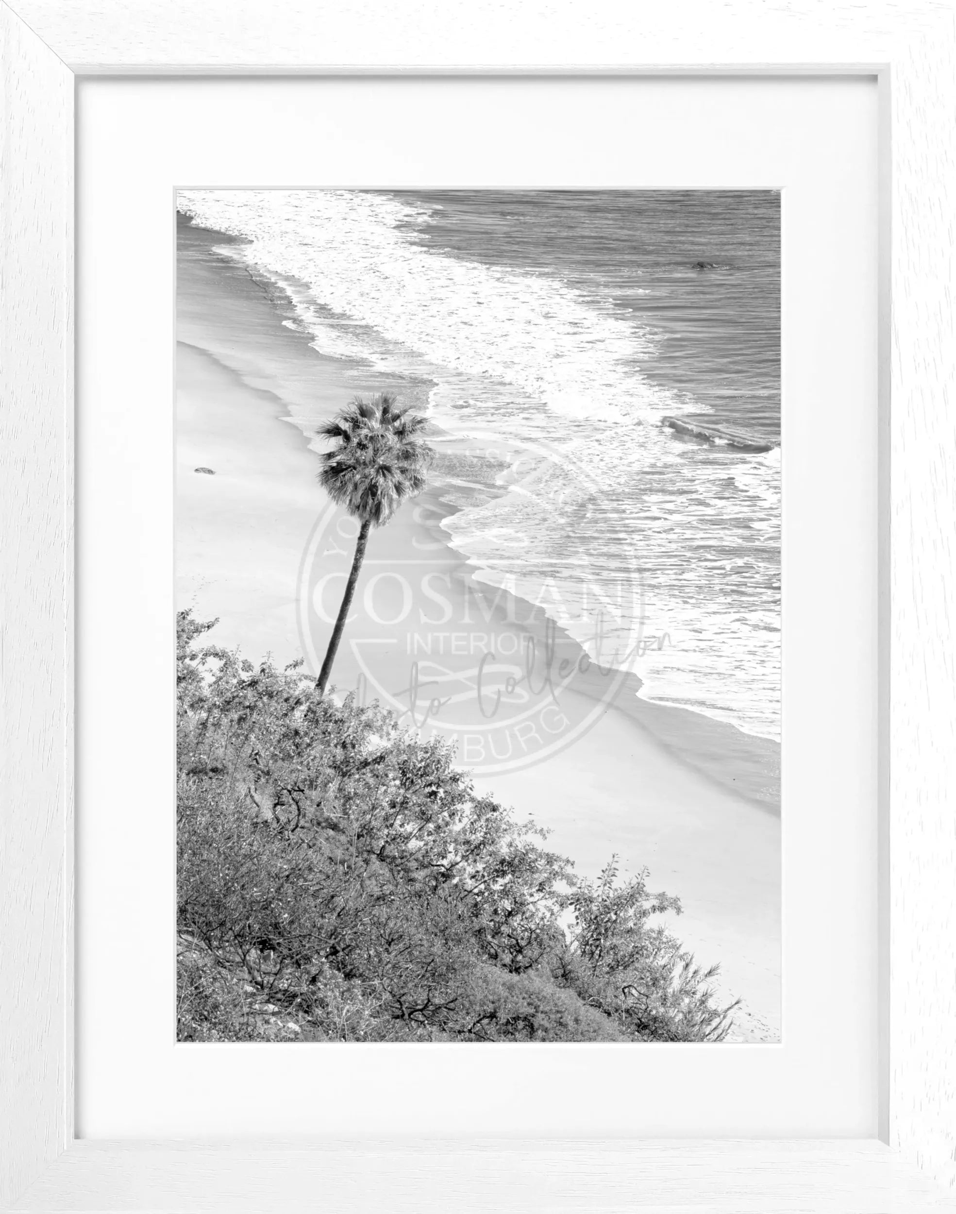 Schwarz-weißes Poster mit Rahmen, Kalifornien Malibu Motiv, von Cosman-Photocollection, 25x31 cm