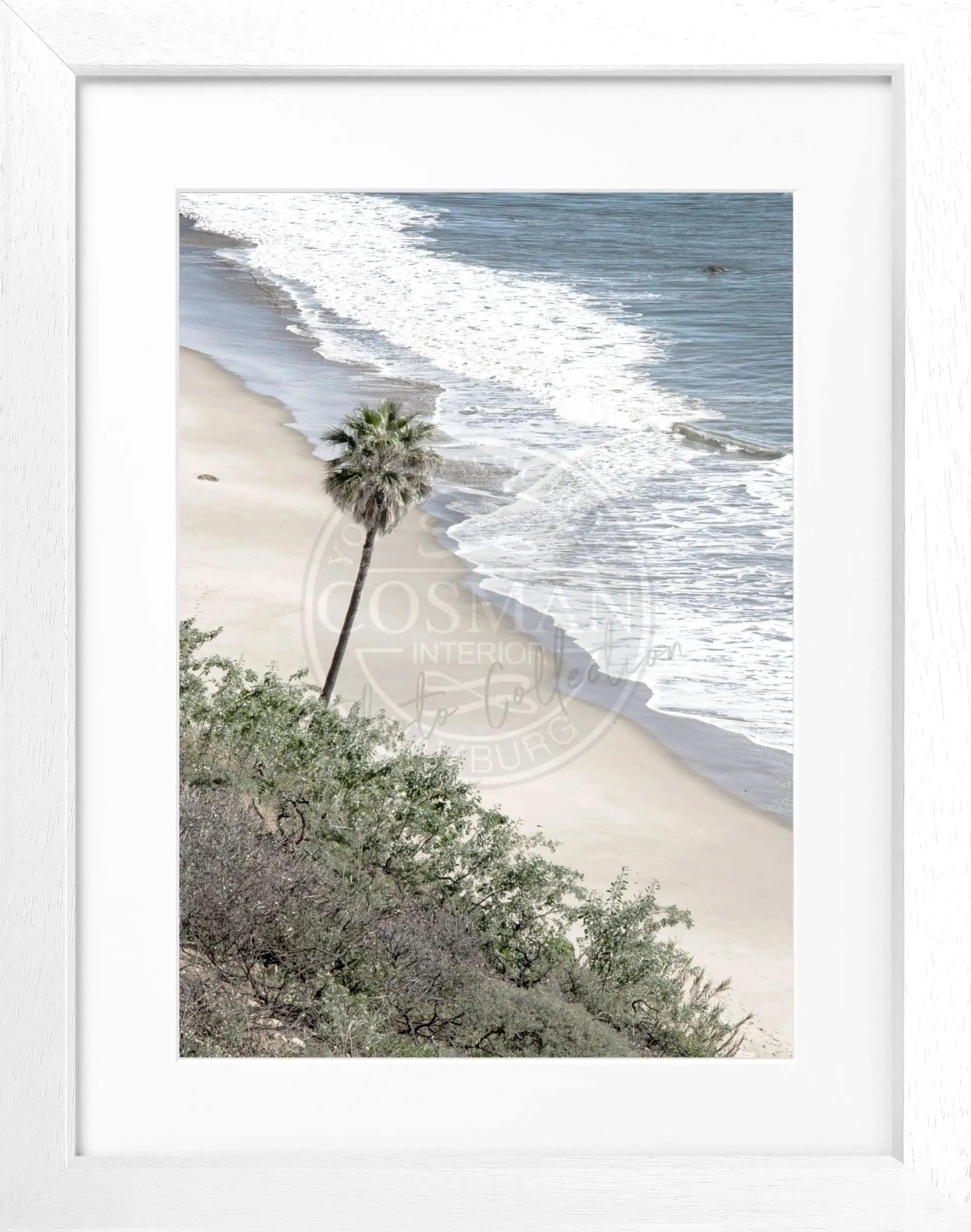Schwarz-weiß Poster mit Rahmen, Kalifornien Malibu Motiv, von Cosman-Photocollection, Maße 25x31 cm