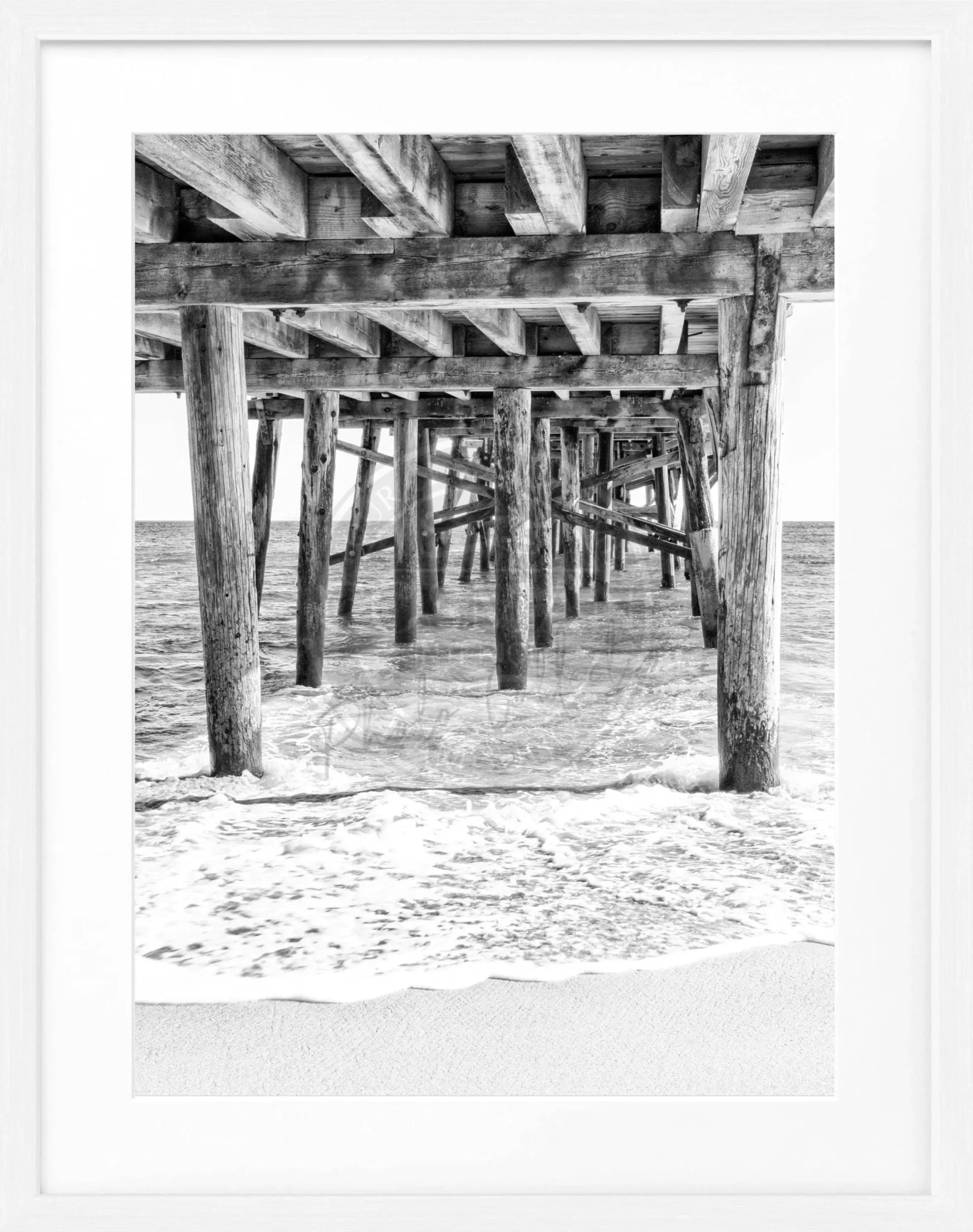 Schwarz-weiß Poster mit Rahmen, Kalifornien Malibu Pier, Cosman-Photocollection, 25x31cm, Strand- und Meeresmotiv