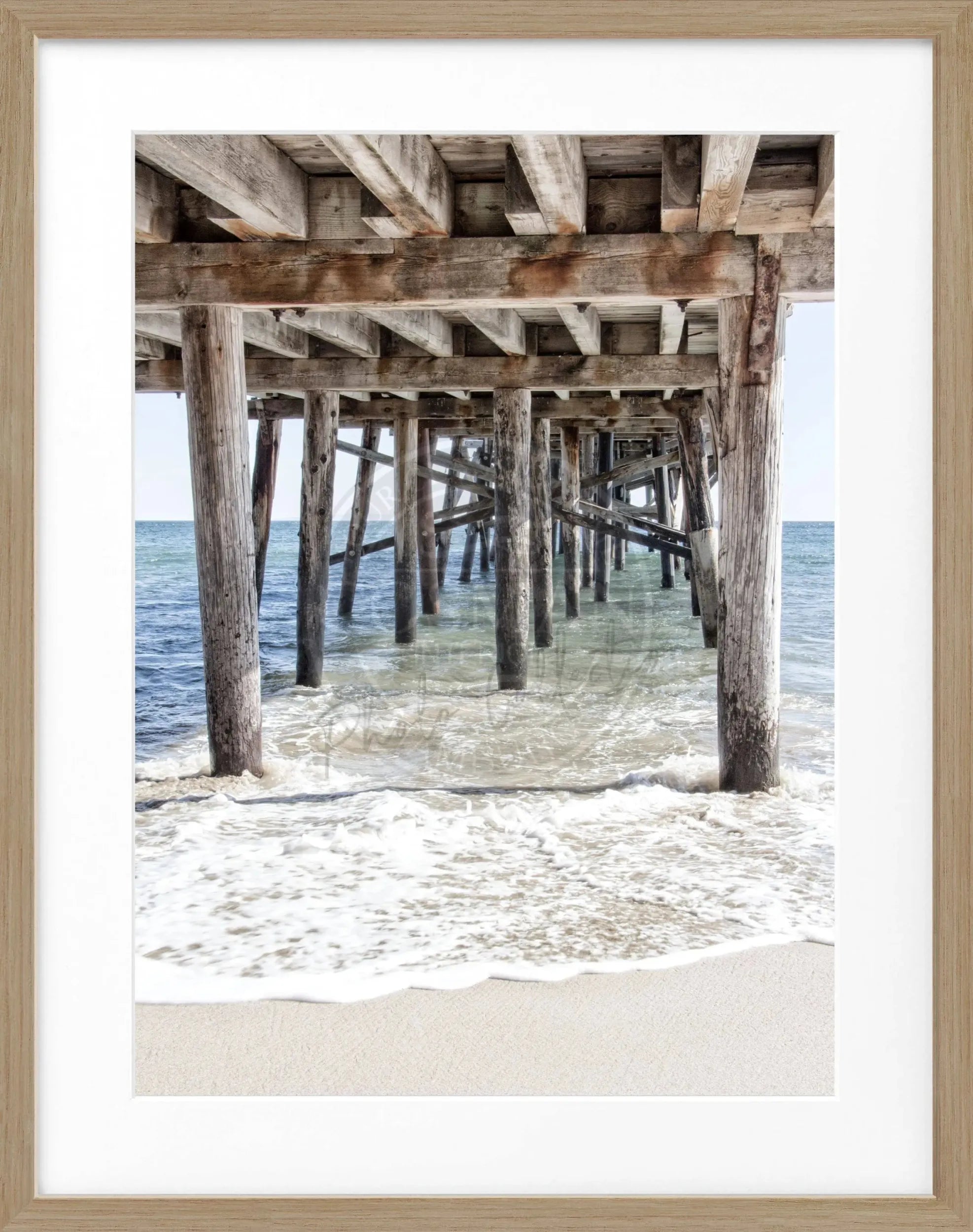 Schwarz-weiß Poster mit Rahmen, Kalifornien Malibu Pier, von Cosman-Photocollection, 25x31 cm, Kunstfotografie