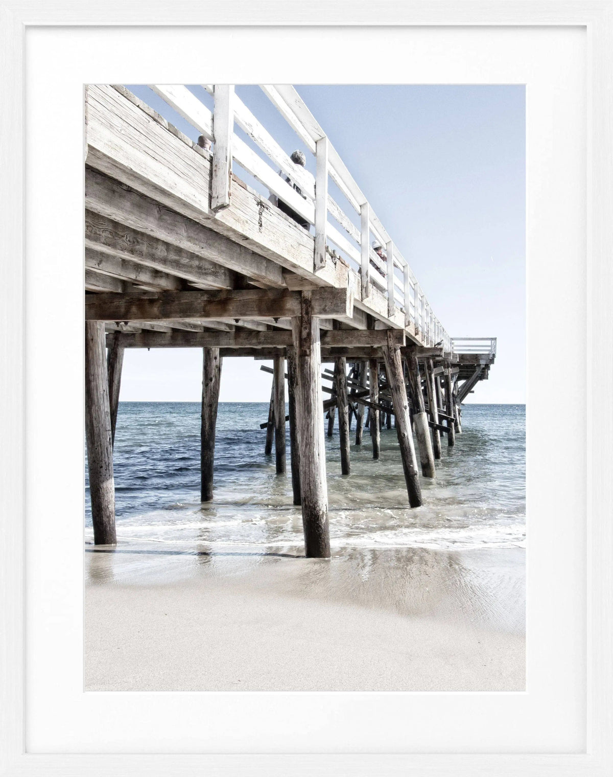 Schwarz-weißes Poster mit Rahmen von Cosman-Photocollection, Kalifornien Malibu Pier, 25x31 cm, Wanddekoration