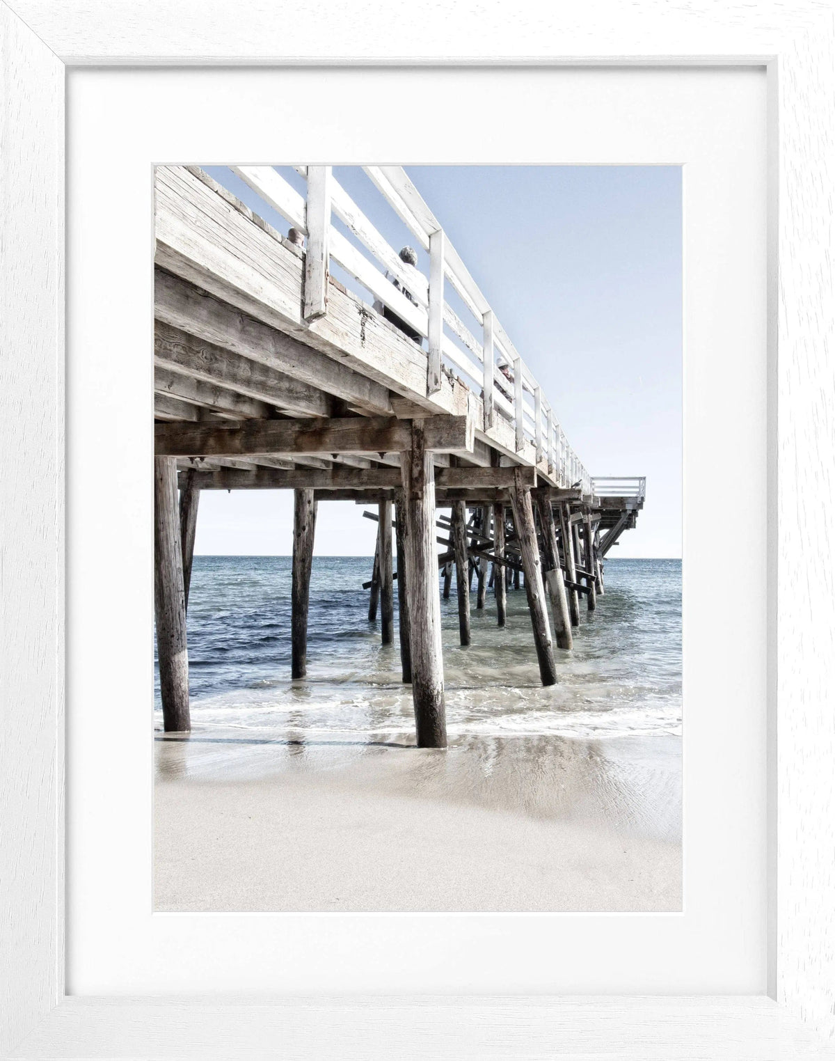 Schwarz-weißes Poster mit Rahmen von Cosman-Photocollection, Kalifornien Malibu Pier, Motiv, 25x31 cm