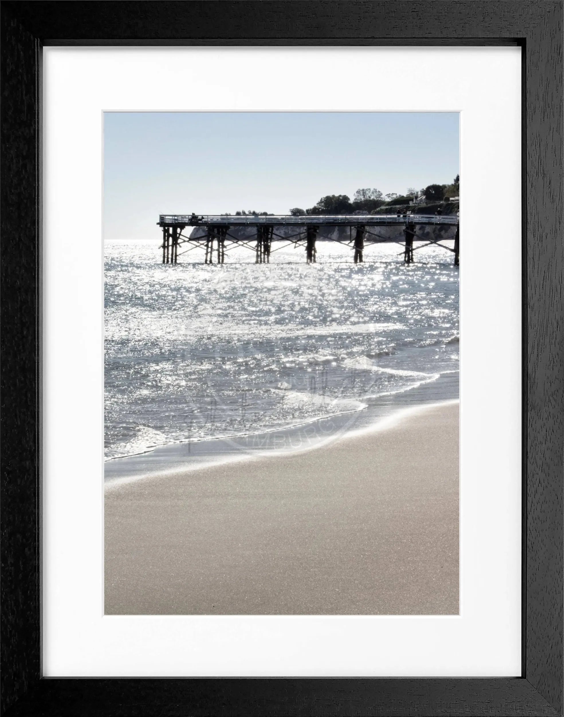 Schwarz-weiß Poster mit Rahmen, Kalifornien Malibu Pier, Cosman-Photocollection, 25x31cm, Wanddekoration