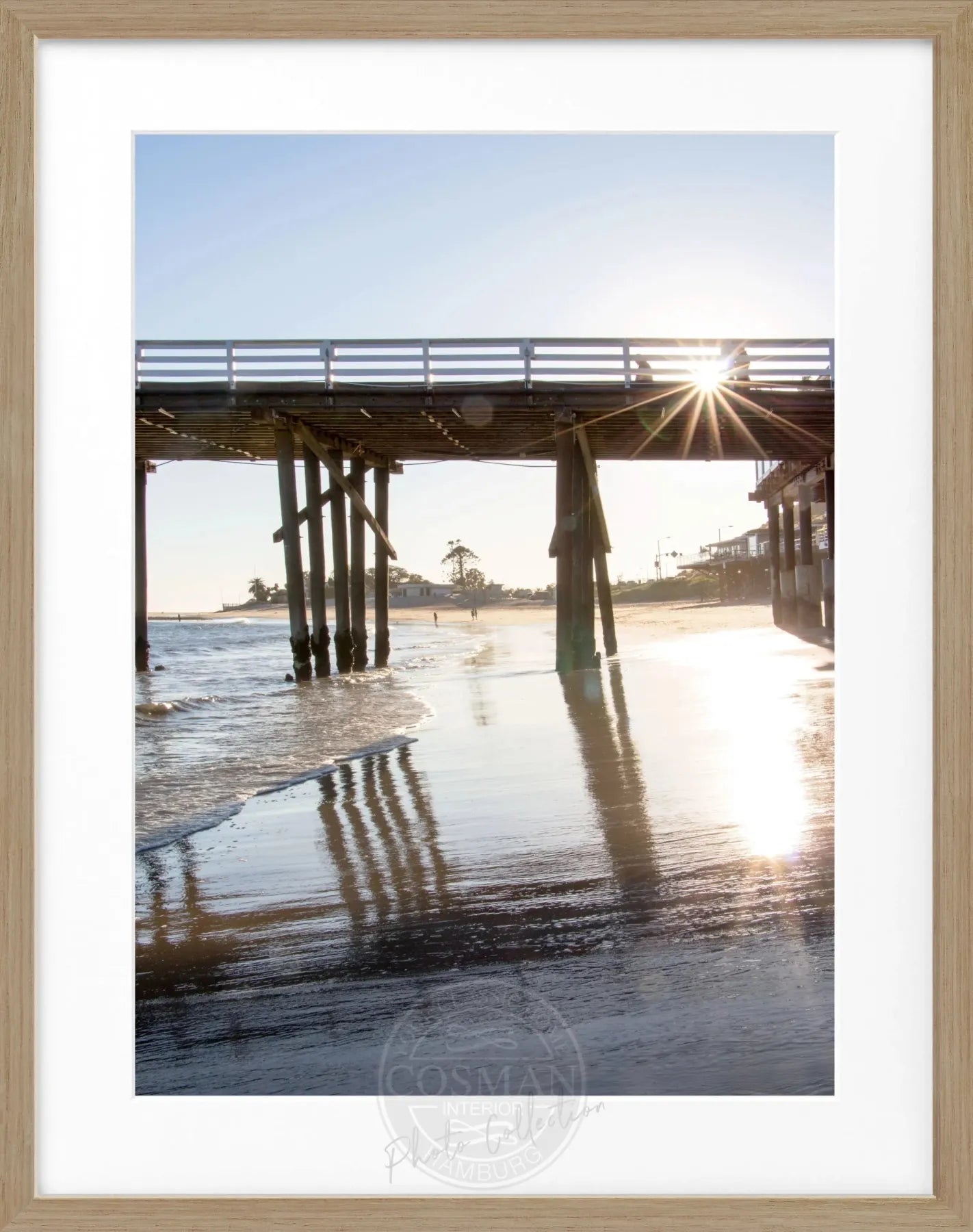 Schwarz-weiß Poster mit Rahmen von Cosman-Photocollection, Kalifornien Malibu Pier, 25x31 cm, maritime Landschaft