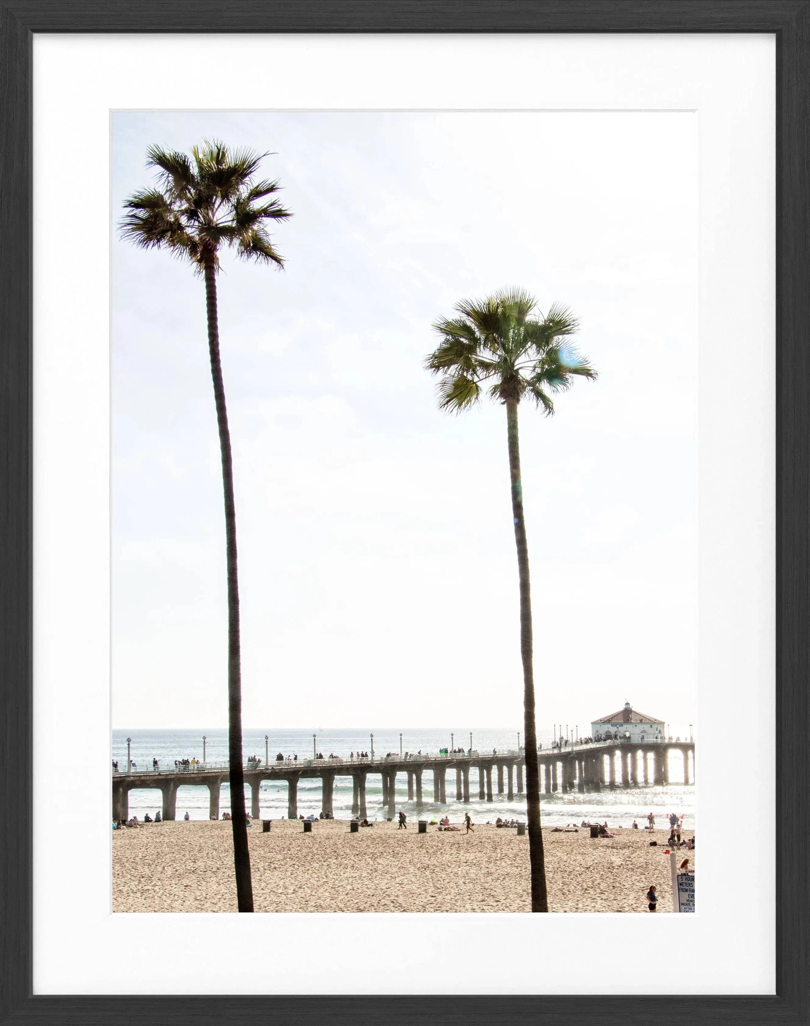 Schwarz-weiß Poster mit Rahmen, Kalifornien Manhattan Beach, Cosman-Photocollection, 25x31cm, Wanddekoration