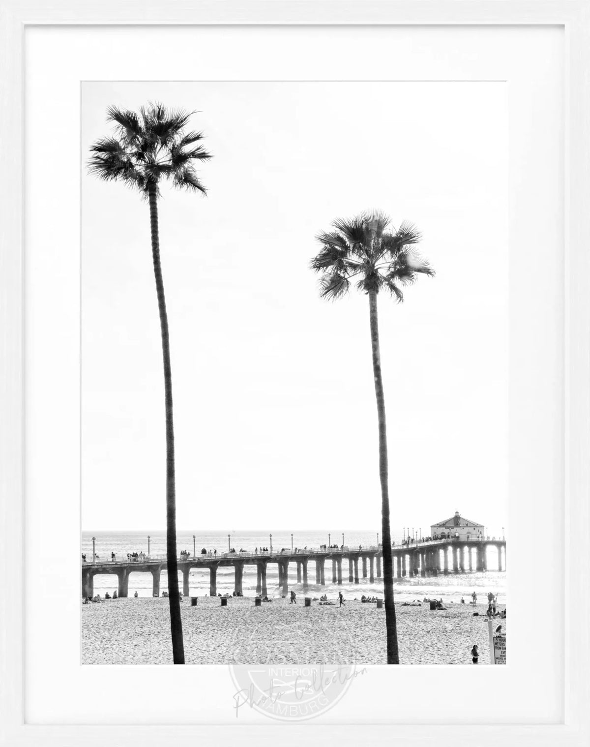 Schwarz-weiß Poster mit Rahmen, Kalifornien Manhattan Beach, von Cosman-Photocollection, 25x31 cm, Wanddekoration