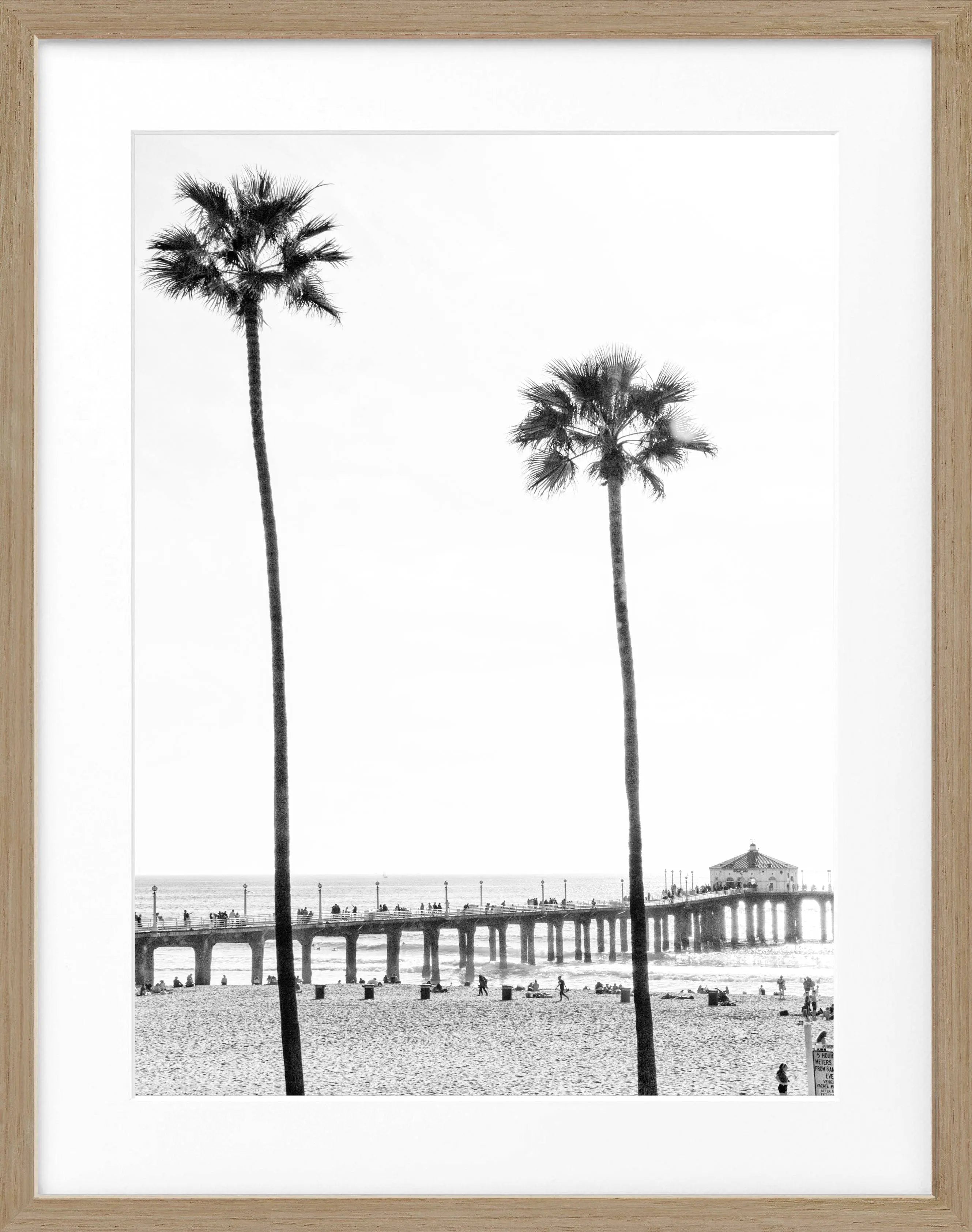 Schwarz-weiß Poster mit Rahmen, Kalifornien Manhattan Beach, von Cosman-Photocollection, 25x31 cm, Wanddekoration