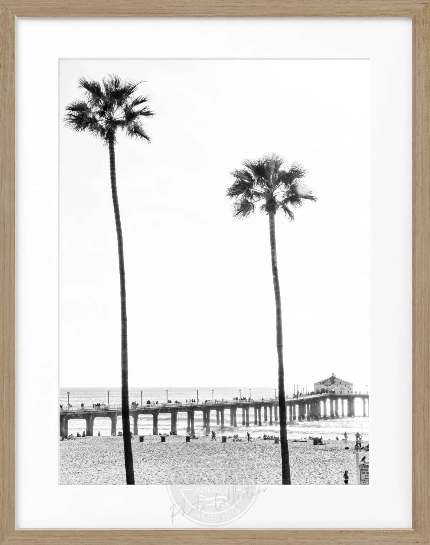Schwarz-weiß Poster mit Rahmen, Kalifornien Manhattan Beach, von Cosman-Photocollection, 25x31 cm, Wanddekoration
