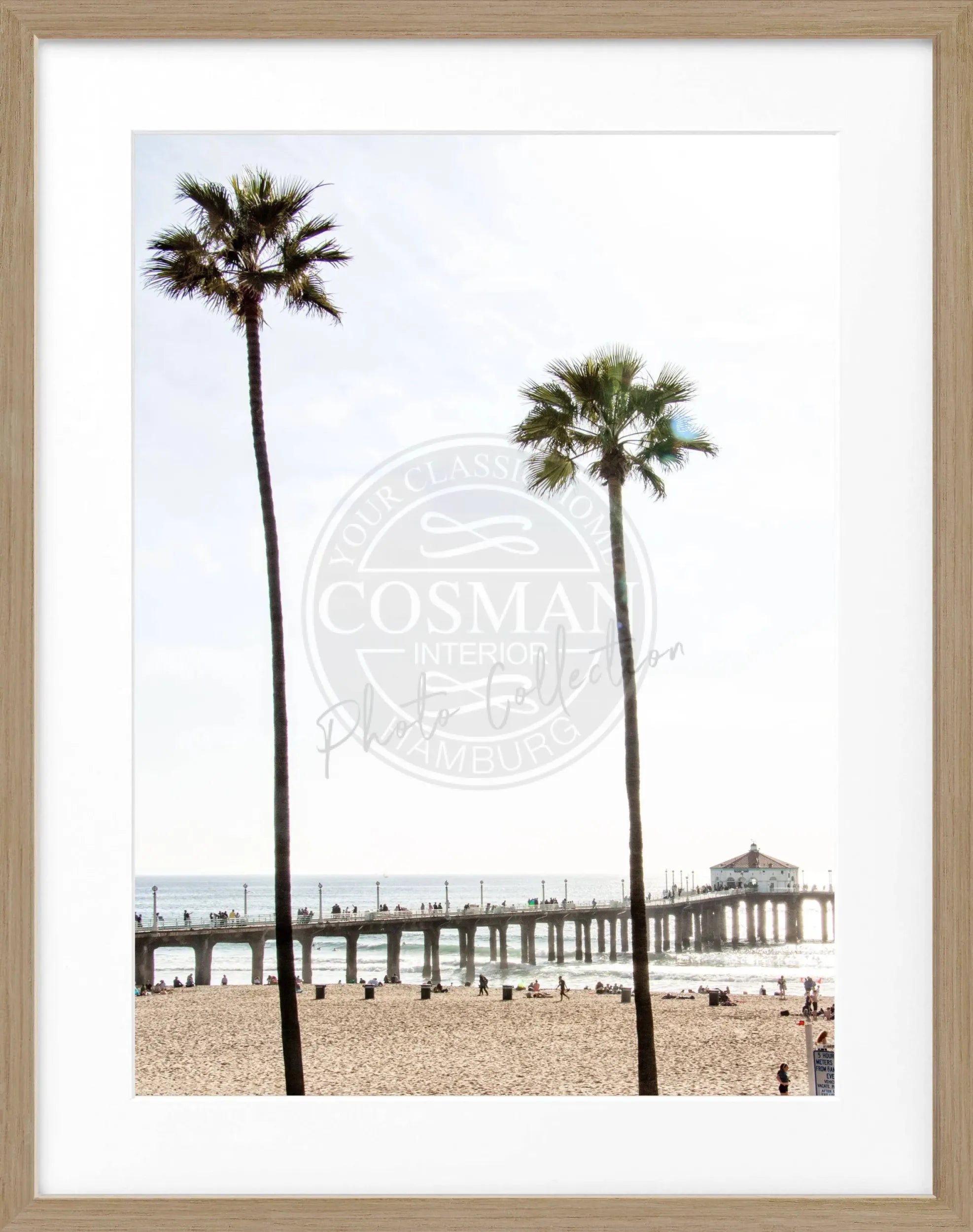 Schwarz-weiß Poster mit Rahmen von Cosman-Photocollection, Kalifornien Manhattan Beach, 25x31 cm, Fotomotiv in Schwarz-Weiß