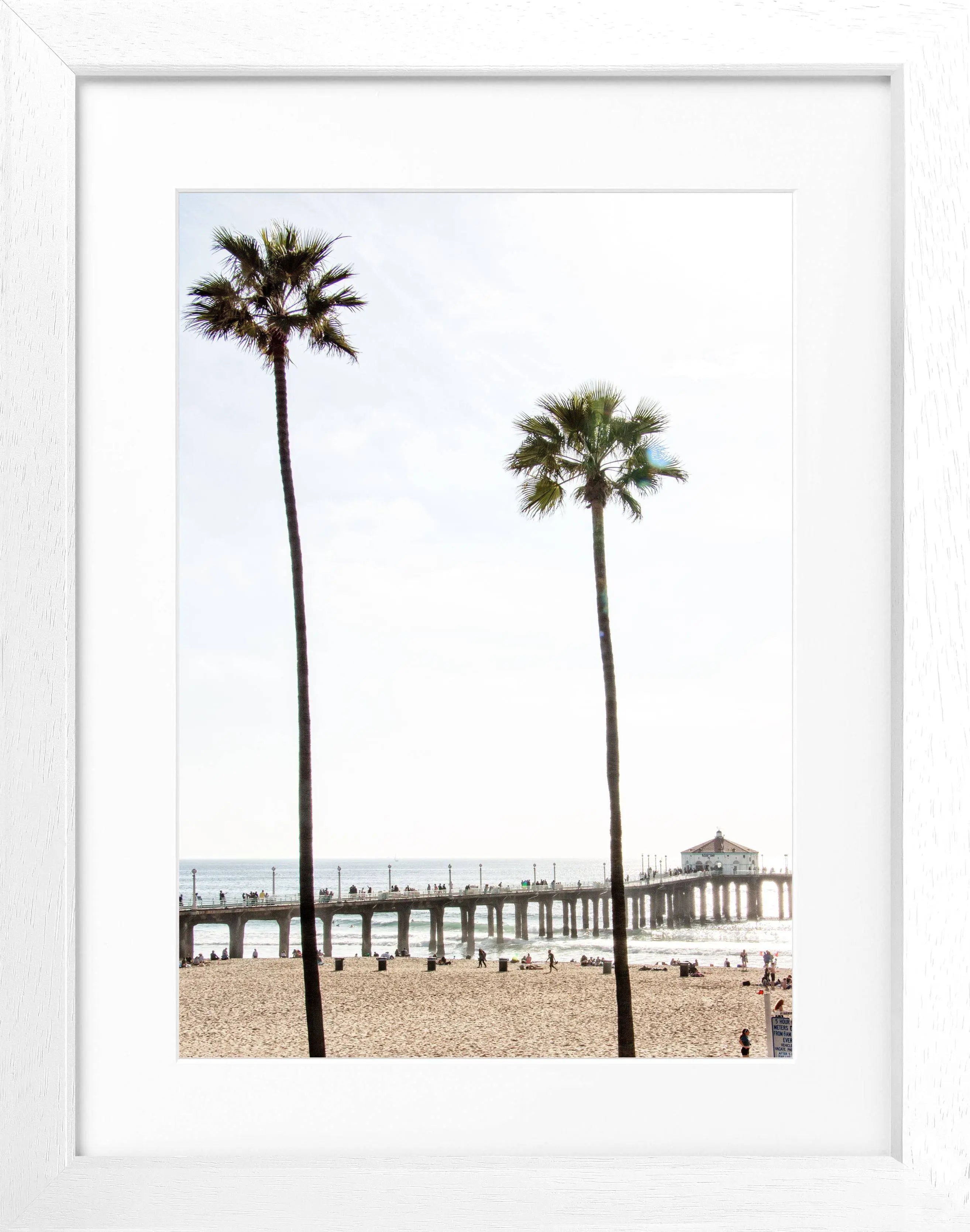 Schwarz-weiß Poster mit Rahmen, Kalifornien Manhattan Beach, von Cosman-Photocollection, 25x31 cm, Wanddekoration.