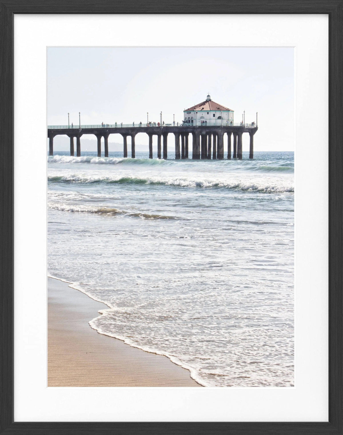 Schwarz-weiß Poster mit Rahmen, Kalifornien Manhattan Beach Pier, Cosman-Photocollection, 25x31cm, Fotokunst, Wanddekoration
