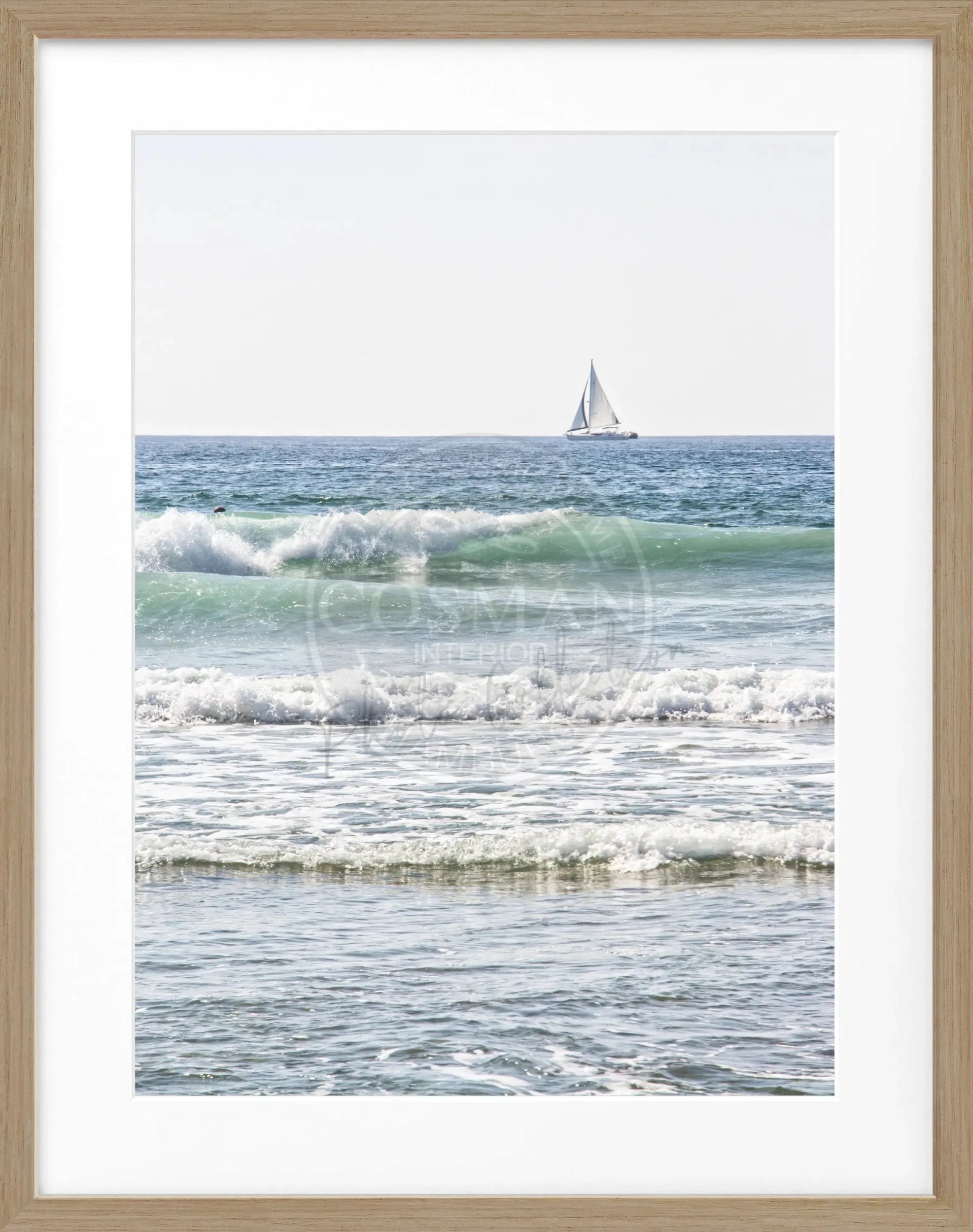 Schwarz-weiß Poster mit Rahmen von Cosman-Photocollection, Kalifornien ’Ocean’, 25x31cm, Meeresmotiv, stilvoller Wanddekoration