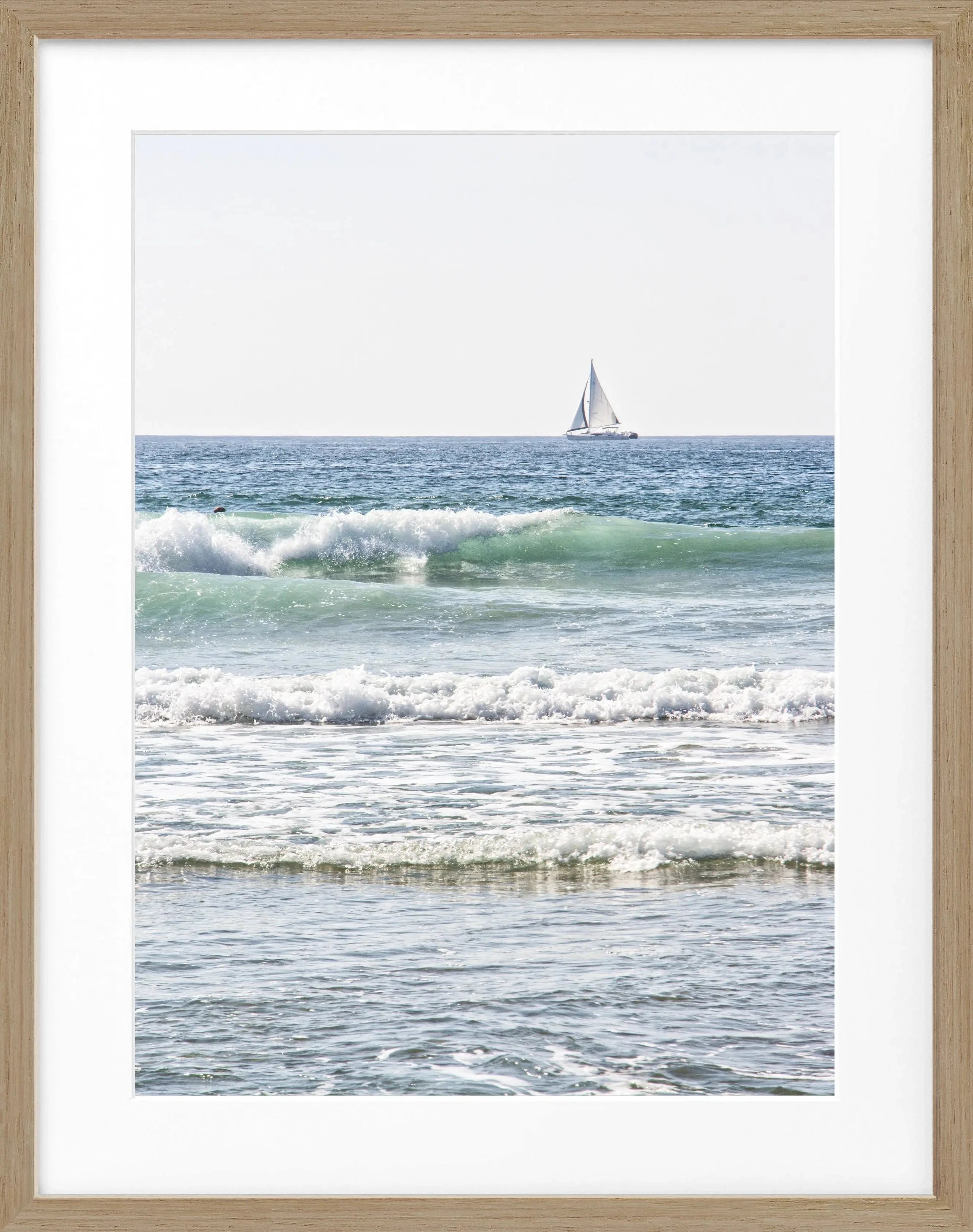 Schwarz-weiß Poster mit Rahmen von Cosman-Photocollection, Kalifornien ’Ocean’, 25x31cm, Meeresmotiv, stilvoller Wanddekoration