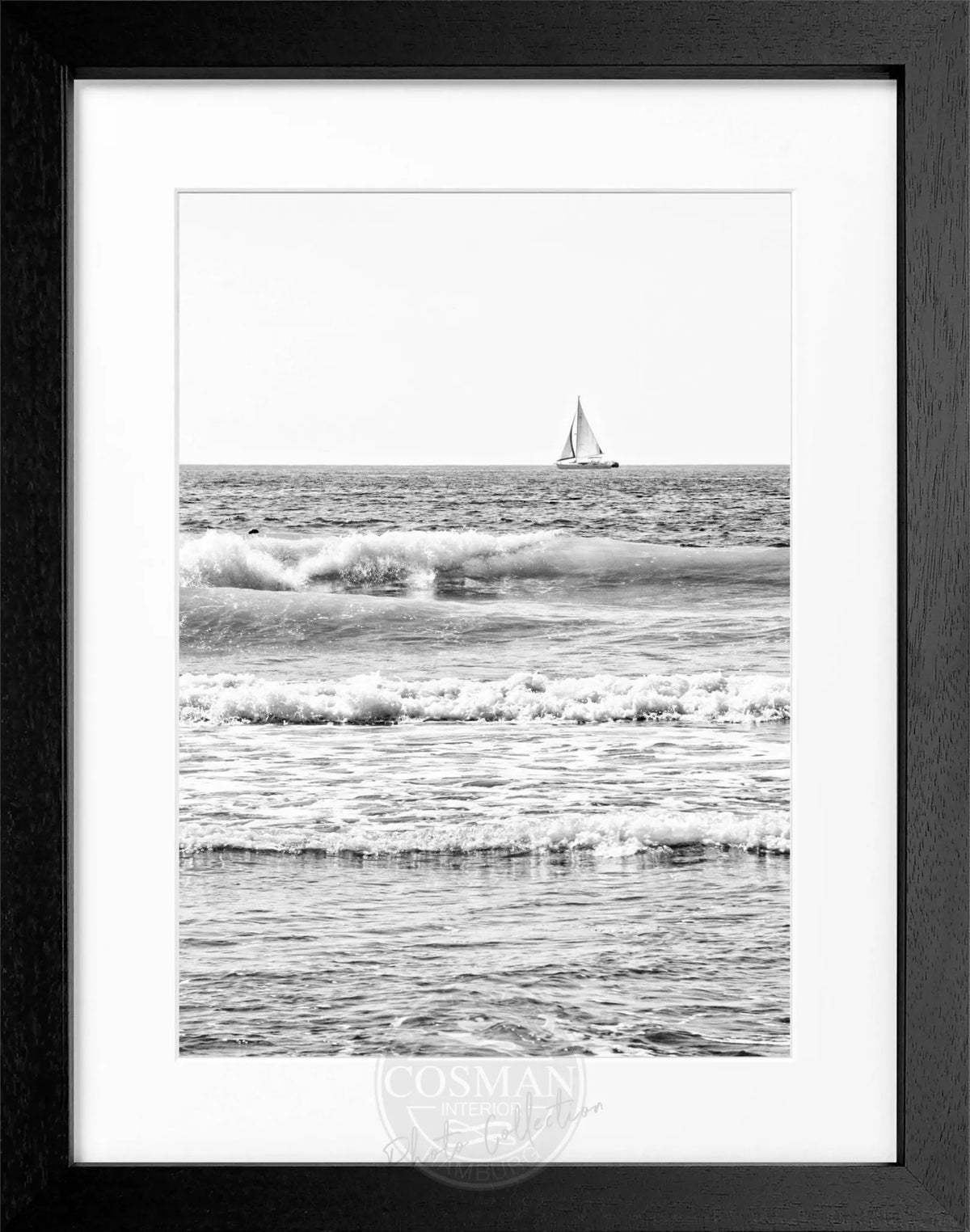 Schwarz-weiß Poster mit Rahmen, Kalifornien Ocean Motiv, von Cosman-Photocollection, 25x31 cm, elegantes Wandbild
