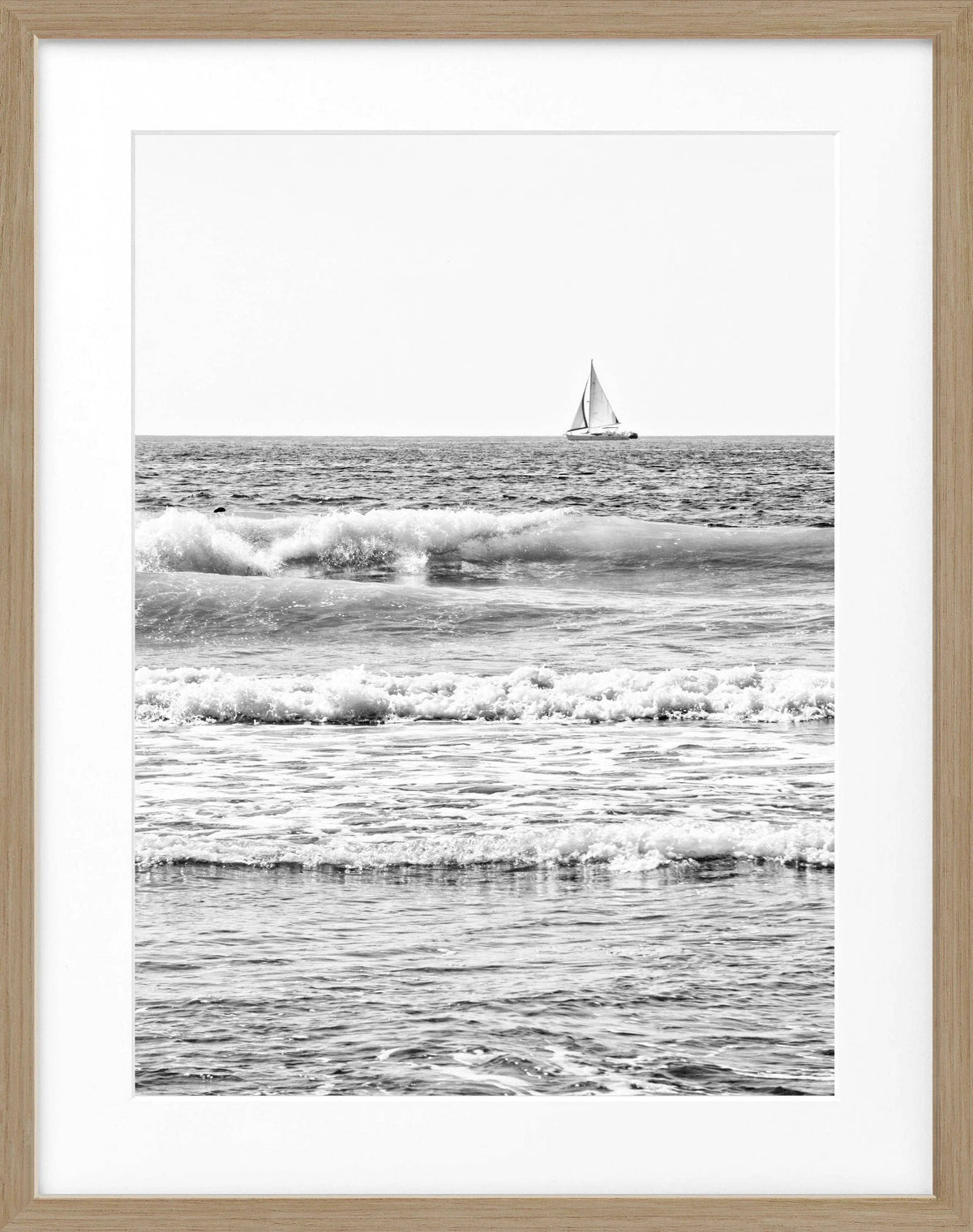 Schwarz-weiß Poster mit Rahmen von Cosman-Photocollection, Kalifornien ’Ocean’, Maße 25x31 cm, detailreiches Meeresmotiv