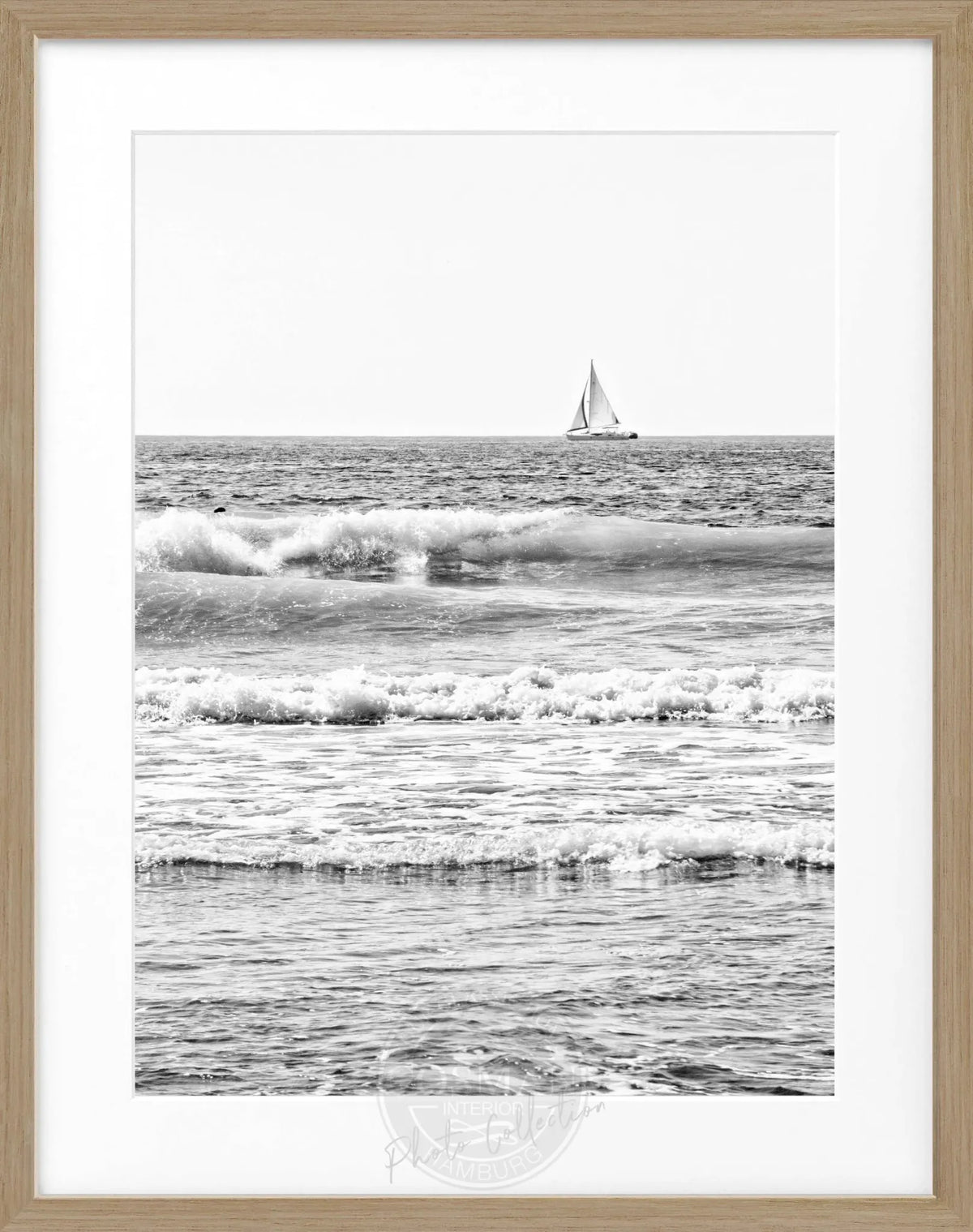 Schwarz-weiß Poster mit Rahmen von Cosman-Photocollection, Kalifornien ’Ocean’, Maße 25x31 cm, detailreiches Meeresmotiv