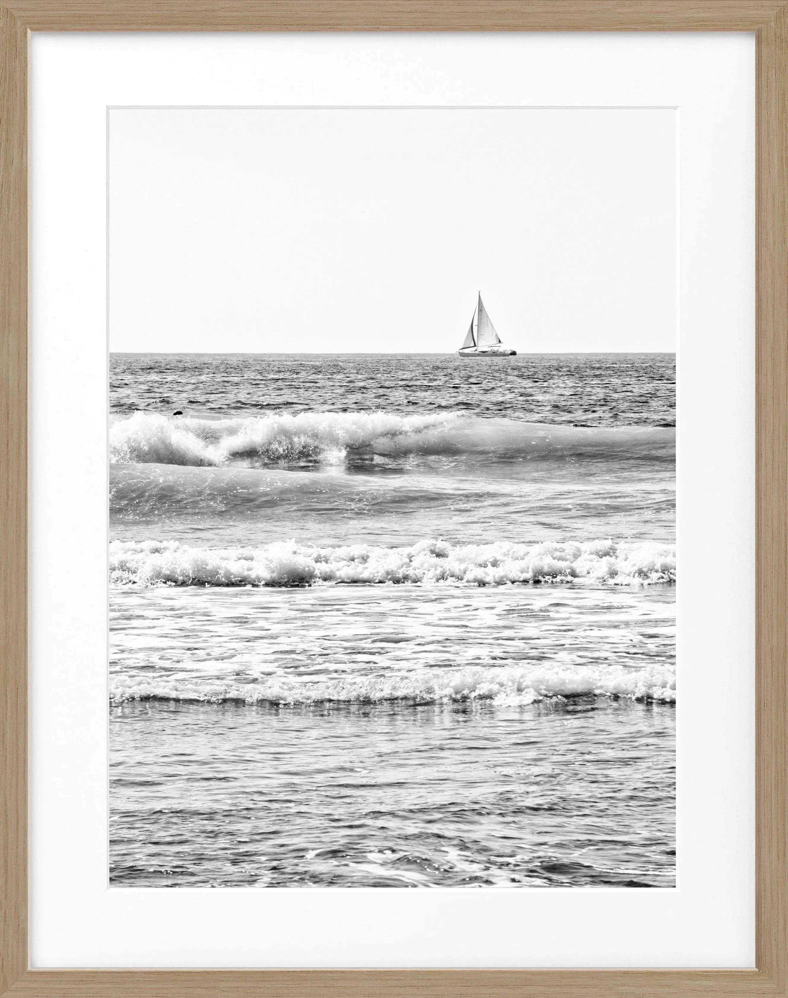 Schwarz-weiß Poster mit Rahmen von Cosman-Photocollection, Kalifornien ’Ocean’, Maße 25x31 cm, detailreiches Meeresmotiv
