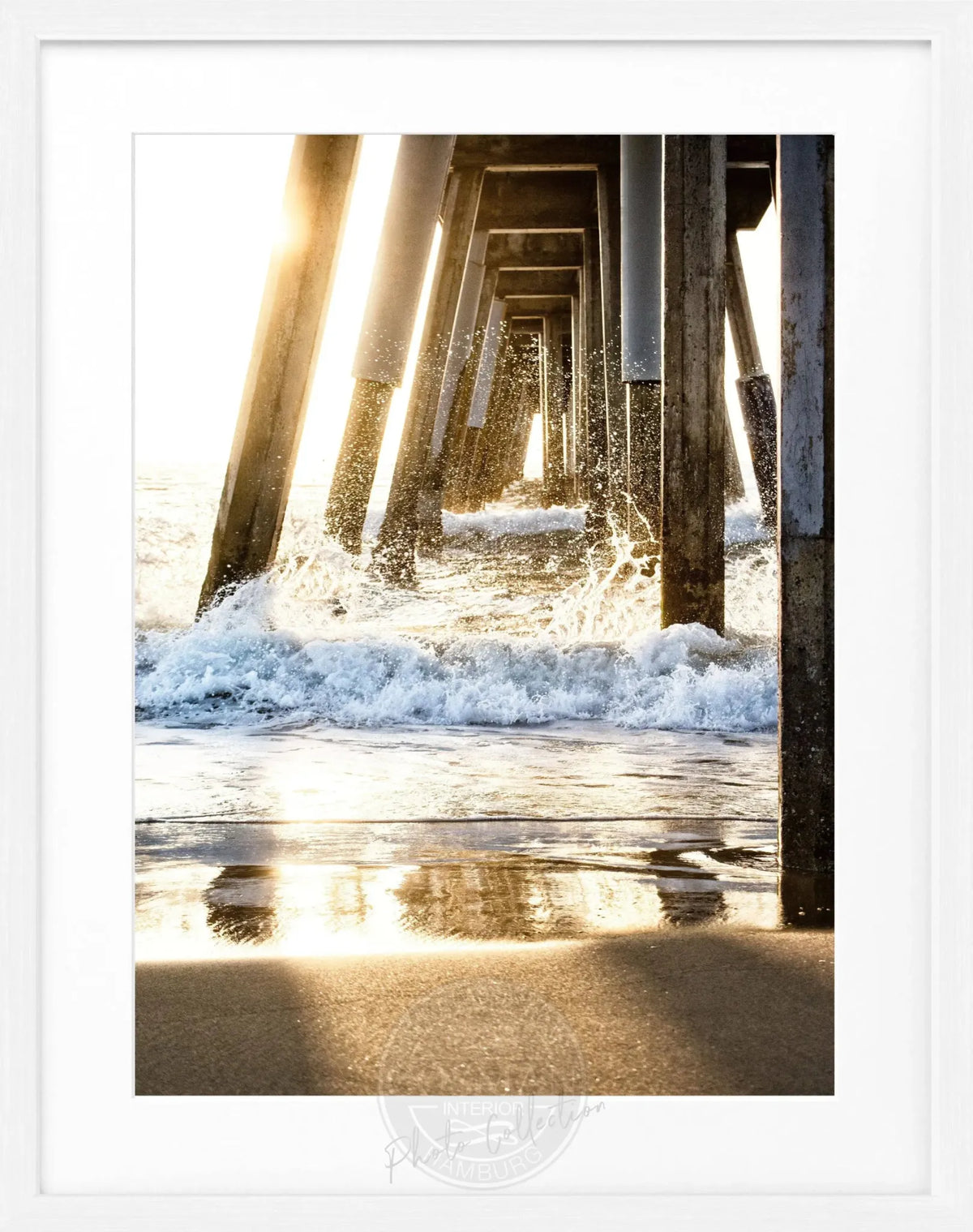 Schwarz-weiß Poster mit Rahmen, Kalifornien Pier Motiv, von Cosman-Photocollection, 25x31 cm, dekoratives Wandbild