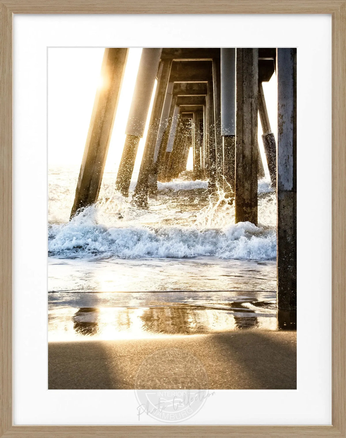 Schwarz-weiß Poster mit Rahmen von Cosman-Photocollection, Kalifornien Pier, 25x31cm, dekoratives Wandbild