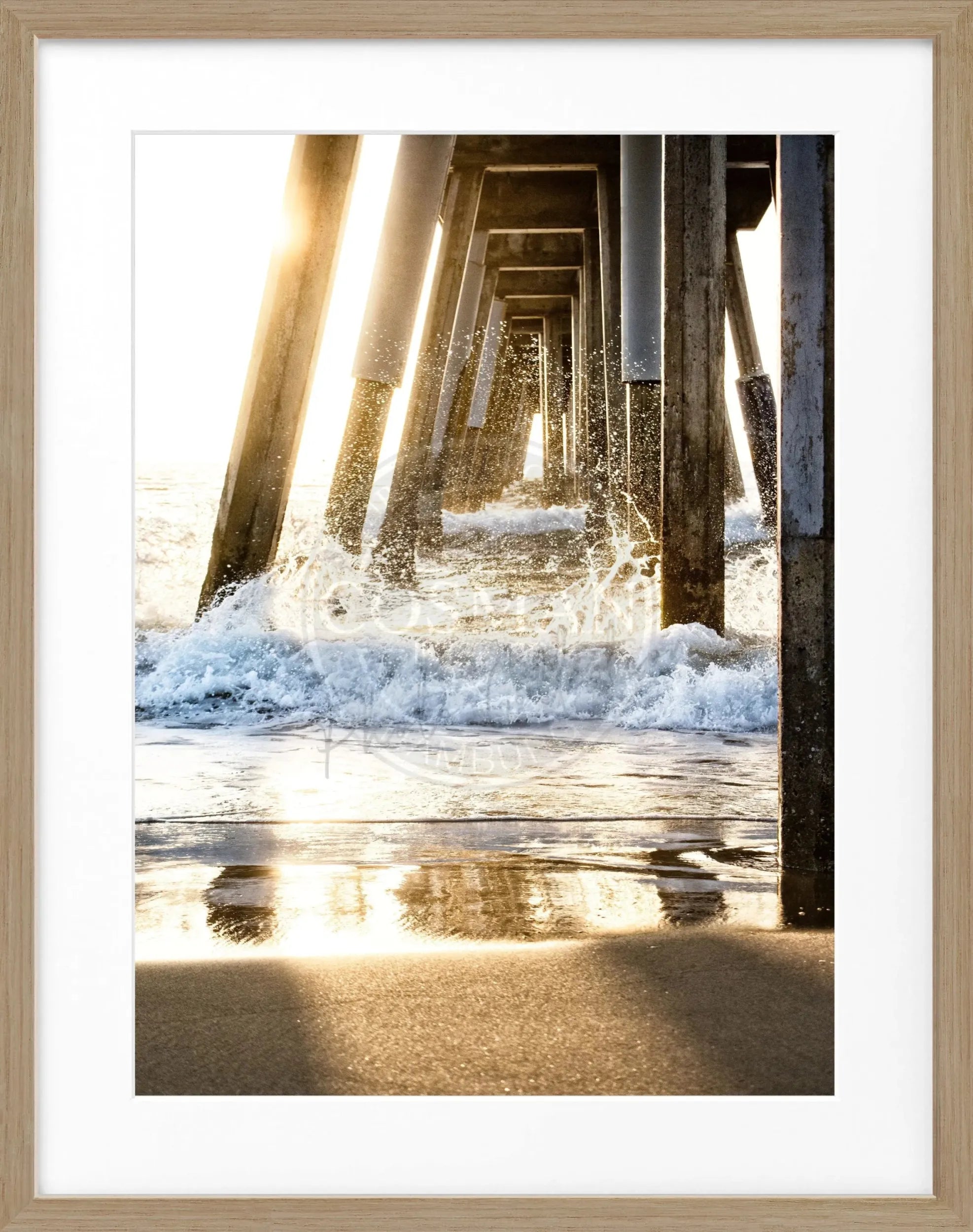 Schwarz-weiß Poster mit Rahmen von Cosman-Photocollection, Kalifornien Pier, 25x31cm, dekoratives Wandbild