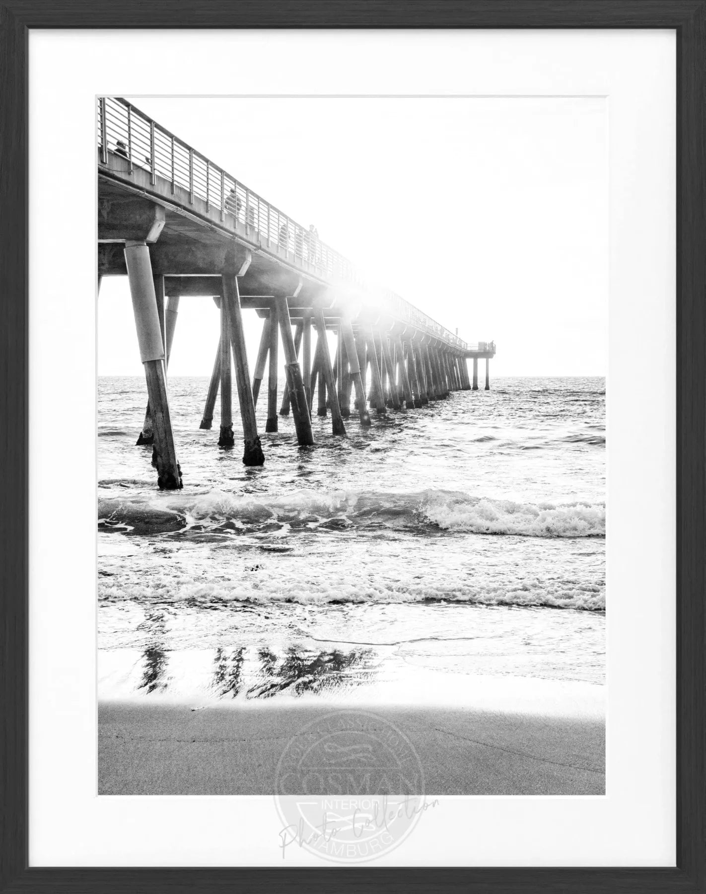 Schwarz-weiß Poster mit Rahmen, Kalifornien Pier Motiv von Cosman-Photocollection, 25x31cm, dekoratives Wandbild