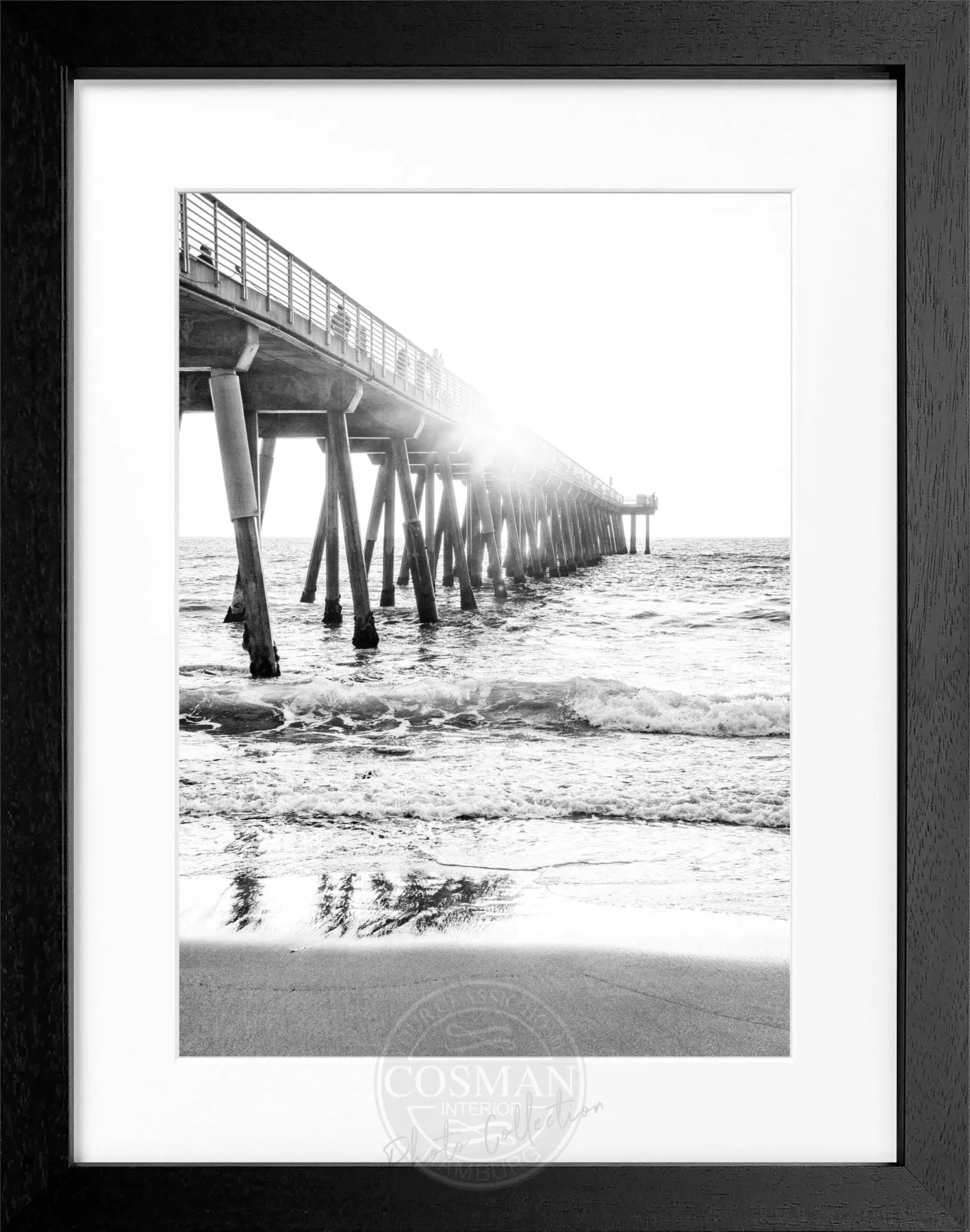Schwarz-weiß Poster mit Rahmen von Kalifornien ’Pier’ von Cosman-Photocollection, 25x31cm, elegantes Wandbild