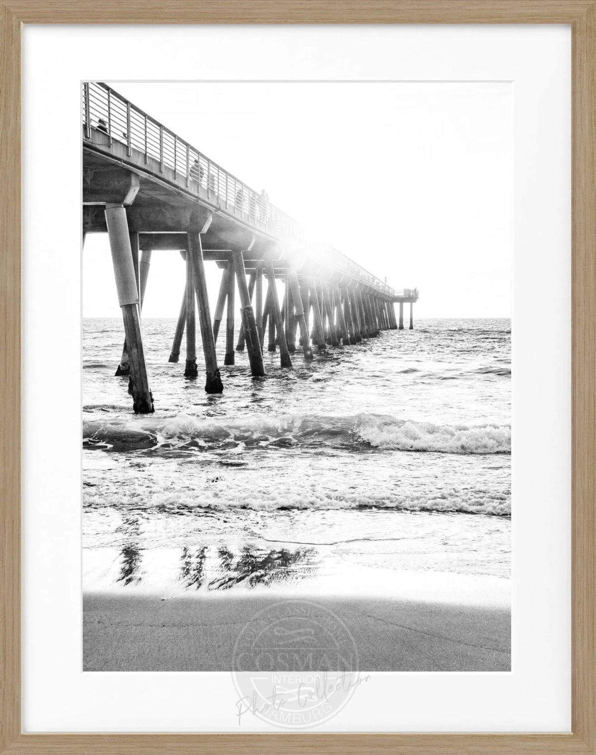 Schwarz-weiß Poster mit Rahmen von Kalifornien ’Pier’ von Cosman-Photocollection, 25x31 cm, Meeresblick an der Küste