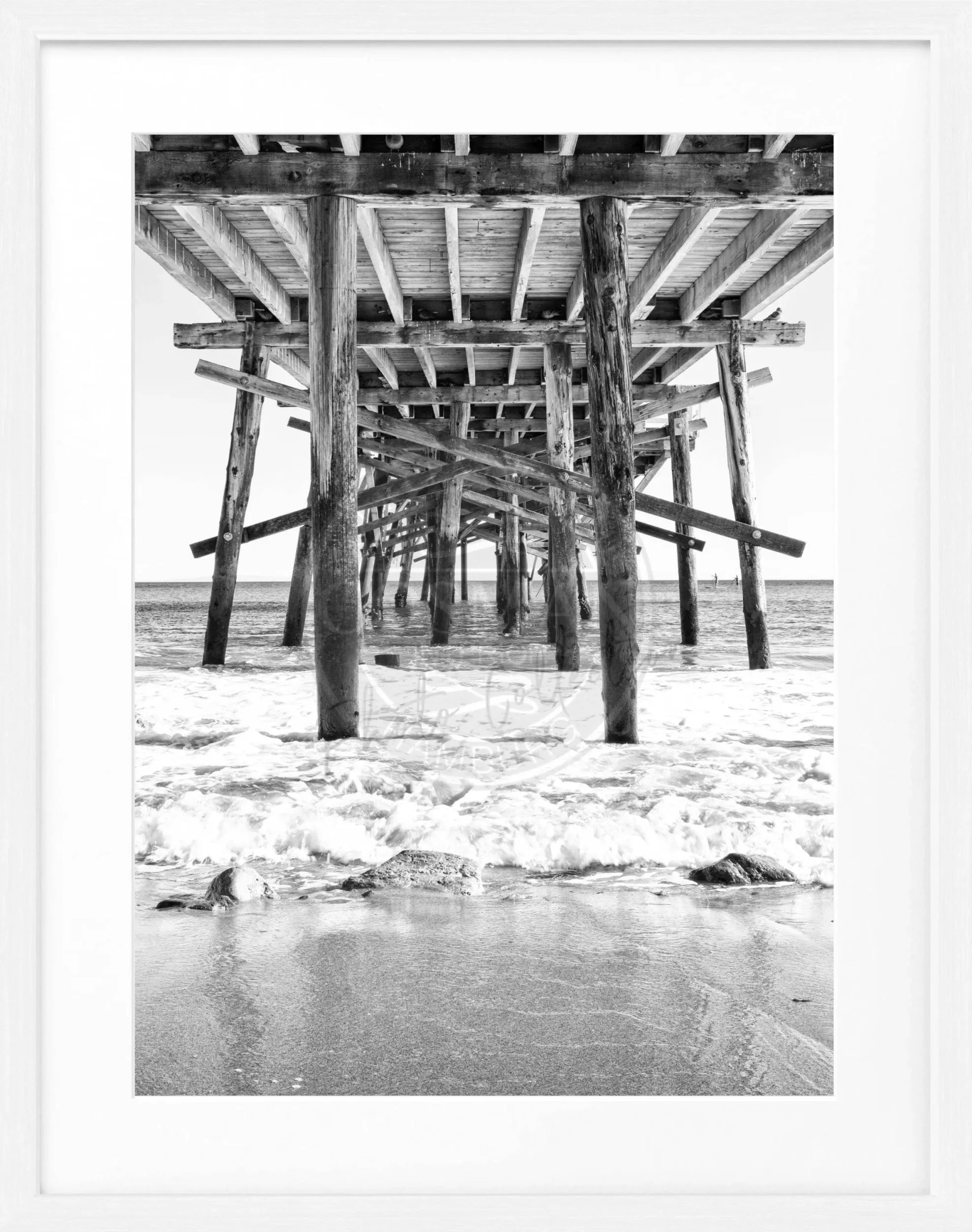 Schwarz-weiß Poster mit Rahmen, Kalifornien Pier Motiv, von Cosman-Photocollection, 25x31cm, ansprechend dekoratives Wandbild