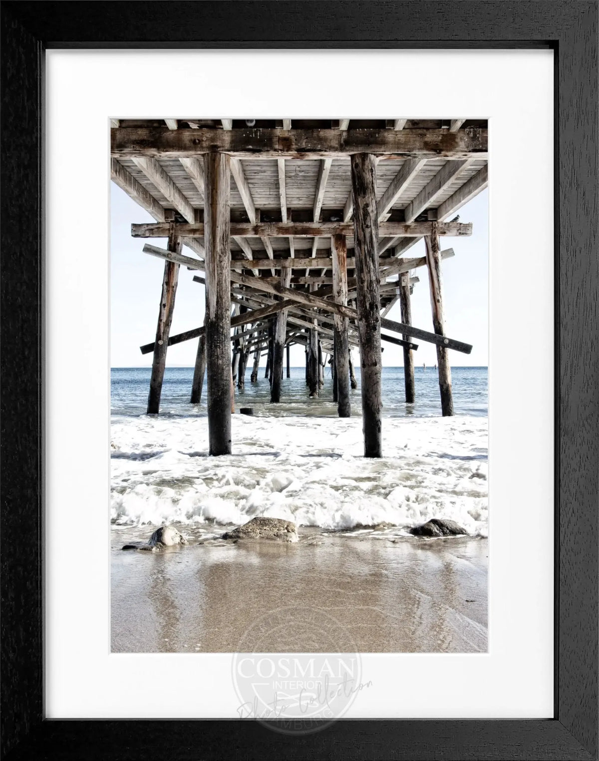 Schwarz-weiß Poster mit Rahmen, Kalifornien ’Pier’ von Cosman-Photocollection, 25x31cm, dekoratives Wandbild