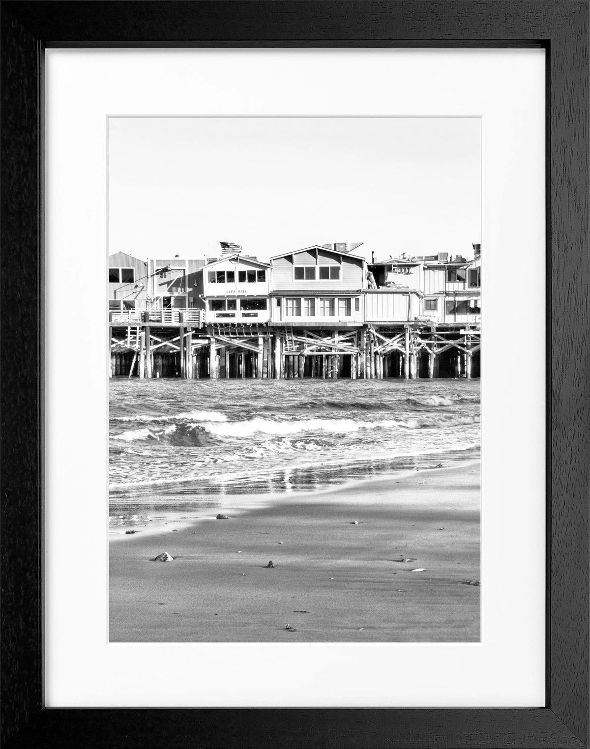 Schwarz-weiß Poster mit Rahmen, Kalifornien Pier Monterey, von Cosman-Photocollection, 25x31cm, Wanddekoration