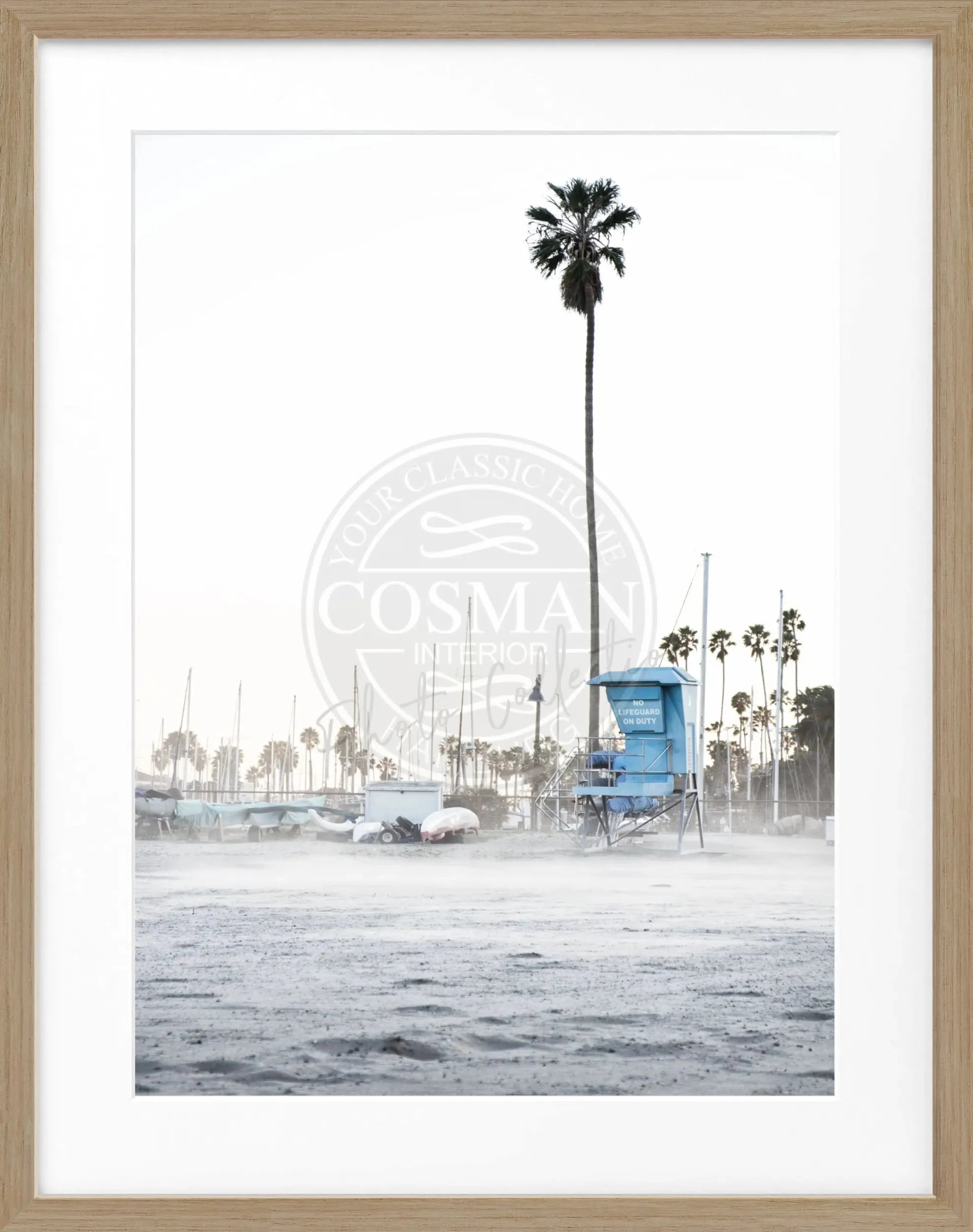 Schwarz-weiß Poster mit Rahmen, Kalifornien Santa Barbara Beach, von Cosman-Photocollection, 25x31cm, Küstenlandschaft
