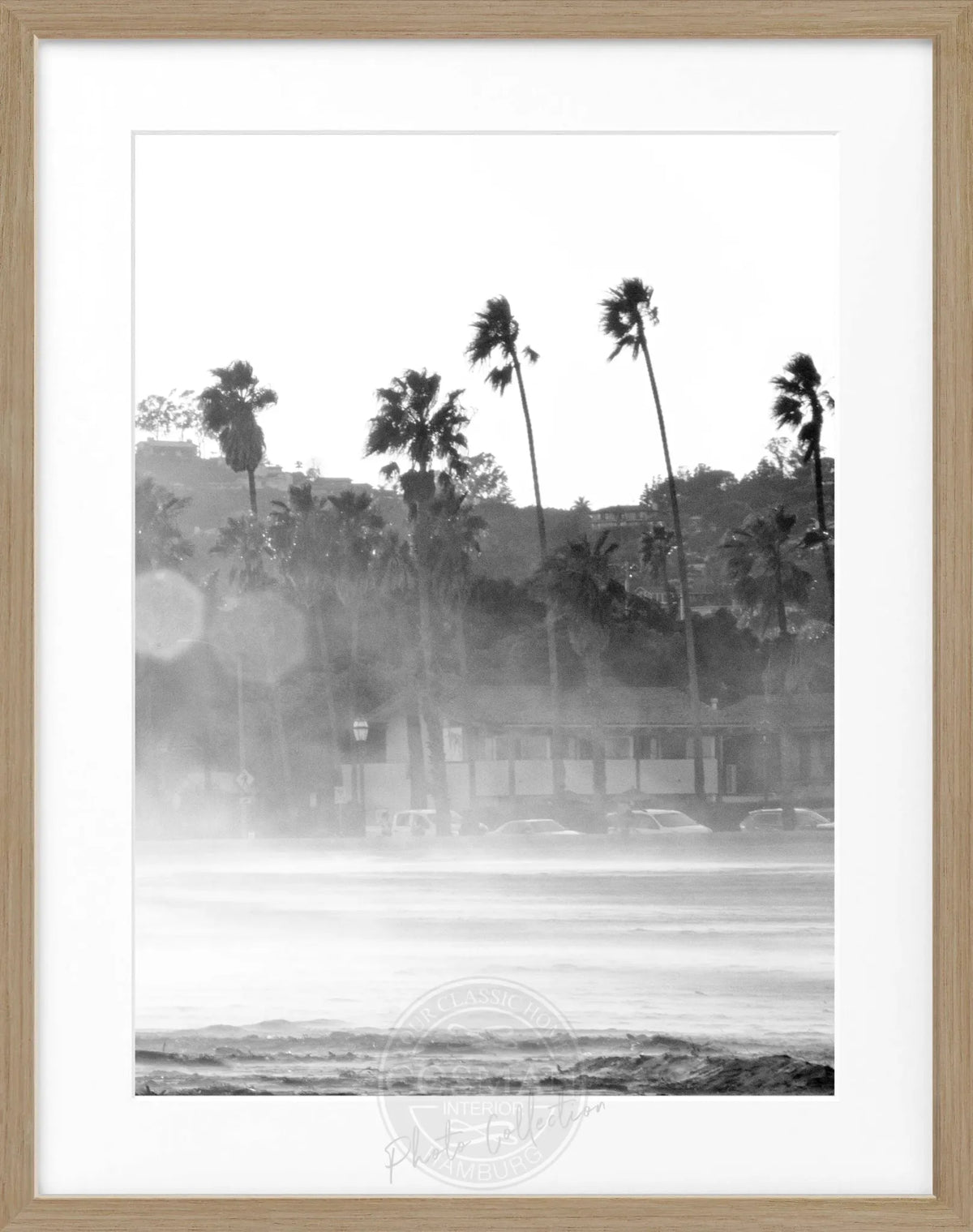 Schwarz-weiß Poster mit Rahmen von Santa Barbara, Kalifornien, von Cosman-Photocollection, 25x31 cm, Wanddekoration