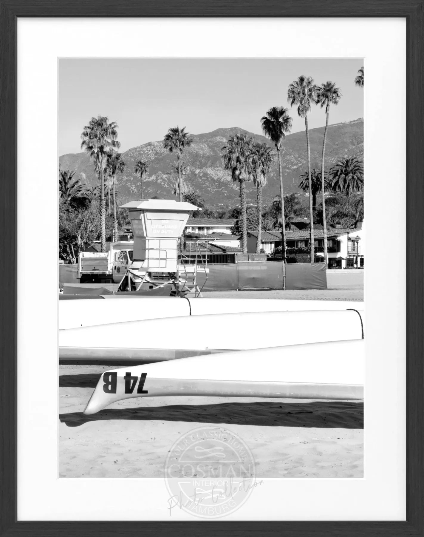 Schwarz-weiß Poster mit Rahmen, Kalifornien Santa Barbara, von Cosman-Photocollection, 25x31 cm, dekoratives Wandbild