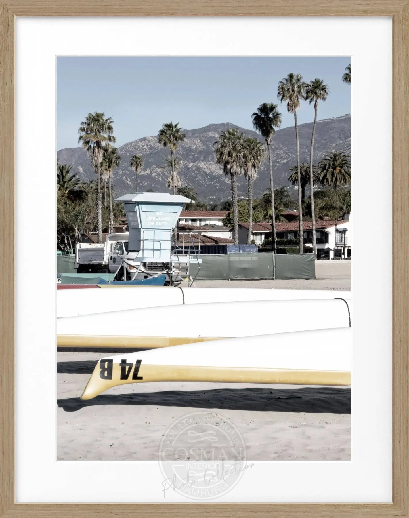 Schwarzes und weißes Poster mit Rahmen, Kalifornien Santa Barbara, von Cosman-Photocollection, 25x31 cm, Wanddekoration