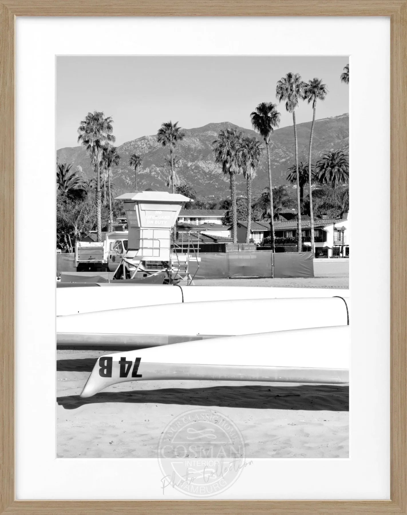 Schwarz-weiß Poster mit Rahmen von Cosman-Photocollection, Kalifornien Santa Barbara, 25x31 cm, Wanddekoration