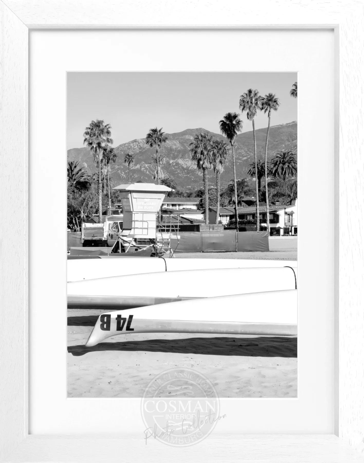 Schwarz-weiß Poster mit Rahmen, Kalifornien Santa Barbara Motiv, 25x31 cm, von Cosman-Photocollection