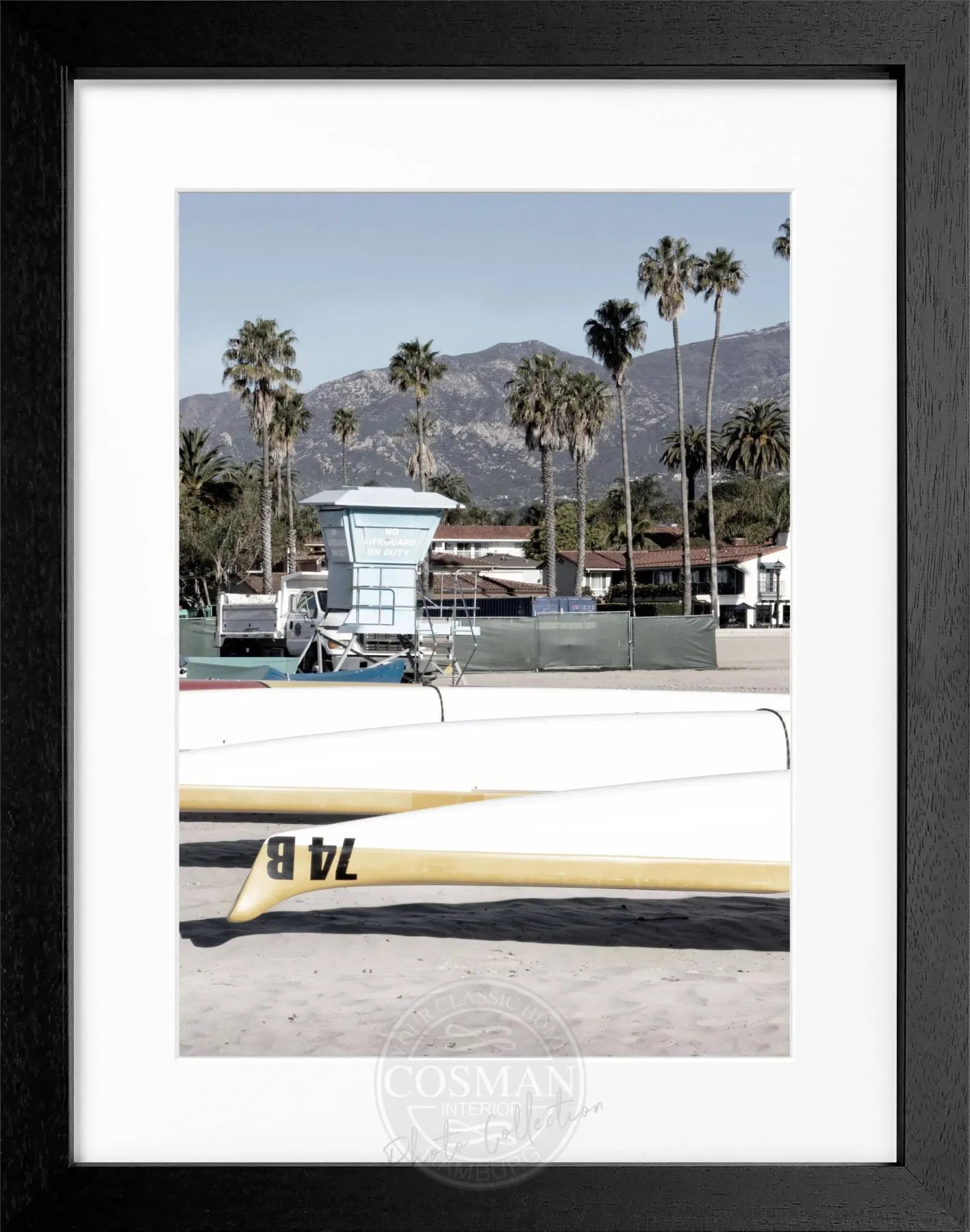 Schwarz-weiß Poster mit Rahmen Kalifornien Santa Barbara von Cosman-Photocollection, 25x31 cm, Wandbild mit Stadtmotiv