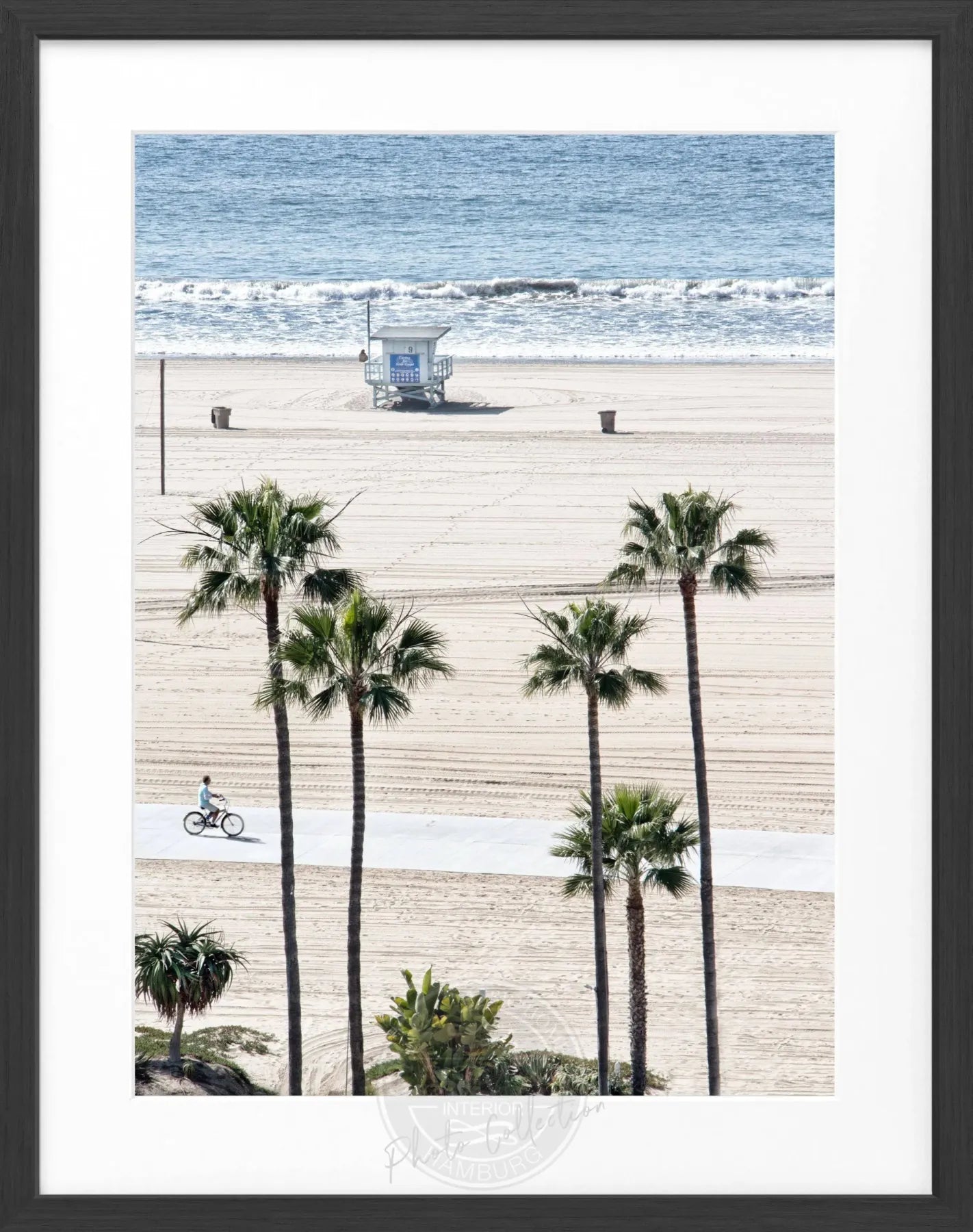 Schwarz-weiß Poster mit Rahmen, Kalifornien Santa Monica Beach, Cosman-Photocollection, 25x31cm, Meeresmotiv.