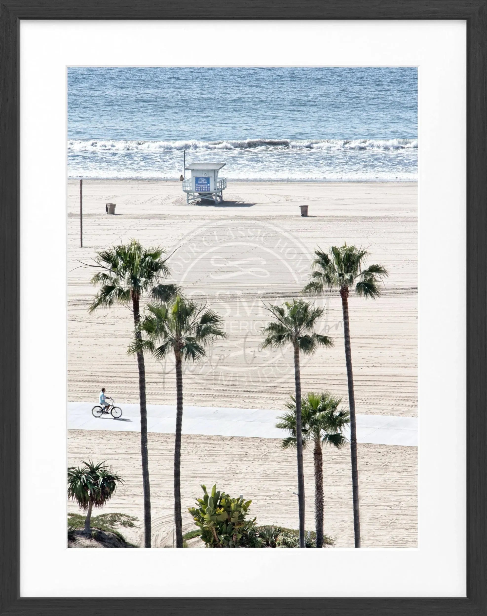 Schwarz-weiß Poster mit Rahmen, Kalifornien Santa Monica Beach, Cosman-Photocollection, 25x31cm, Meeresmotiv.